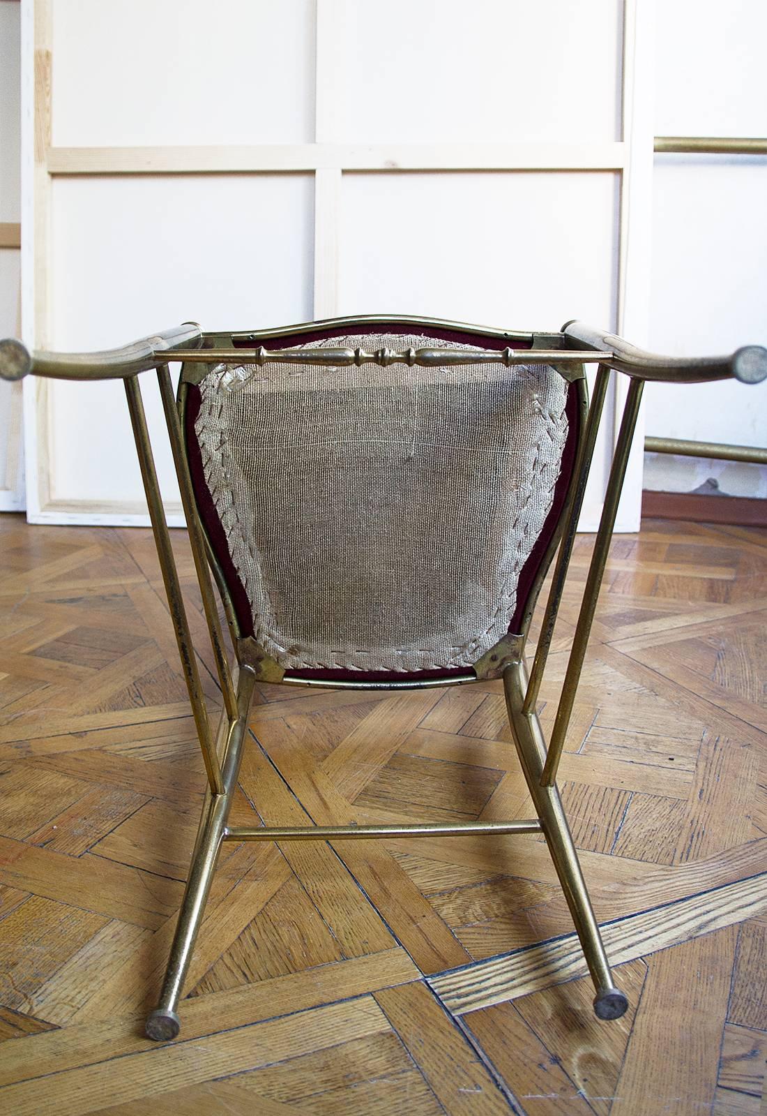 Vintage 1950s Italian Polished Brass Chiaviari Side Chair For Sale 5