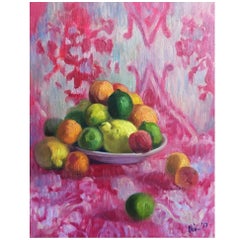 "Still Life with Fruit" Framed Original Oil on Canvas Impressionist Painting