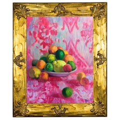 "Still Life with Fruit" Framed Original Oil on Canvas Impressionist Painting