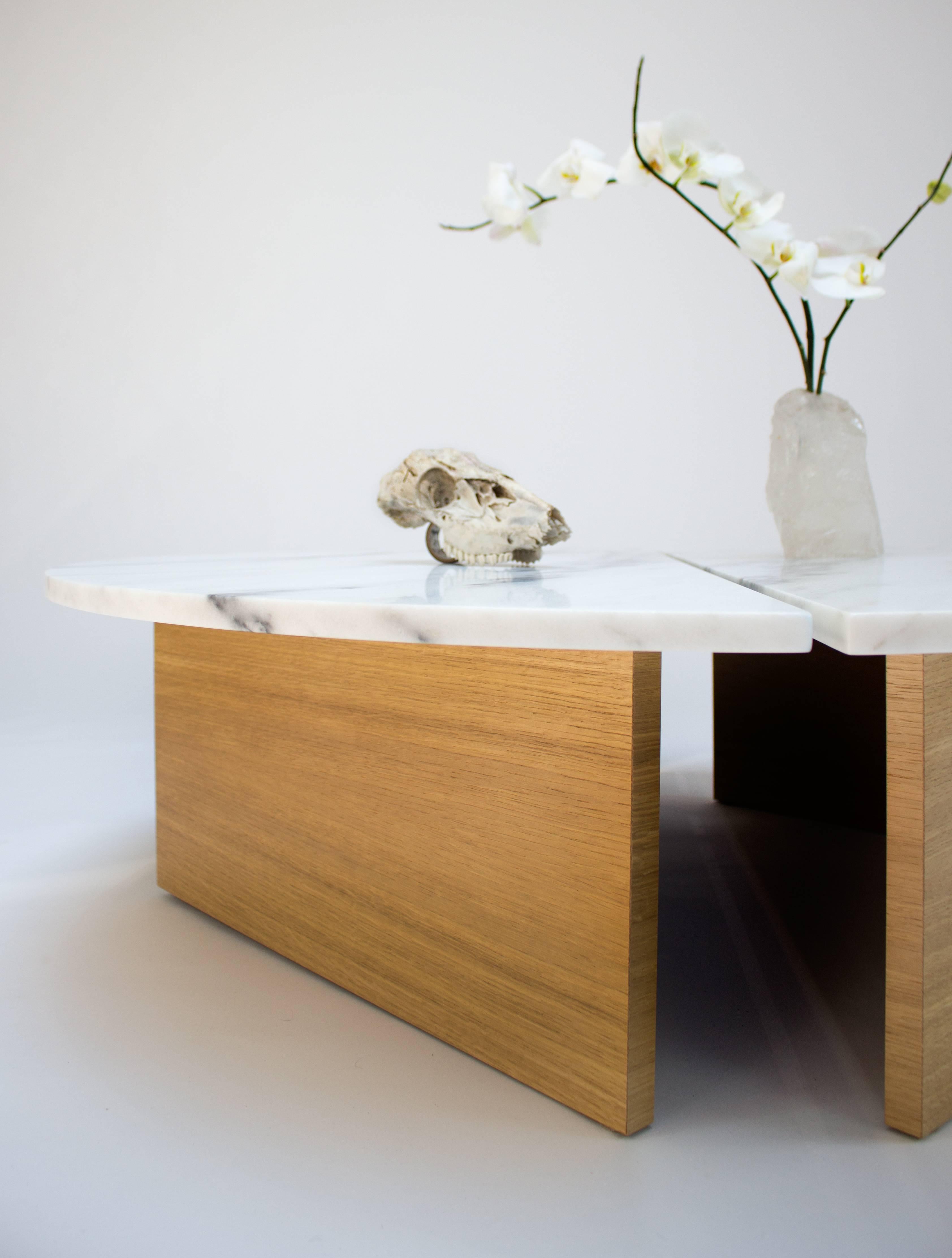 Contemporary Half Moon Coffee Table In Imperial Danby Marble And Contemporary Half Moon Coffee Table In Imperial Danby Marble And White Oak For At 1stdibs