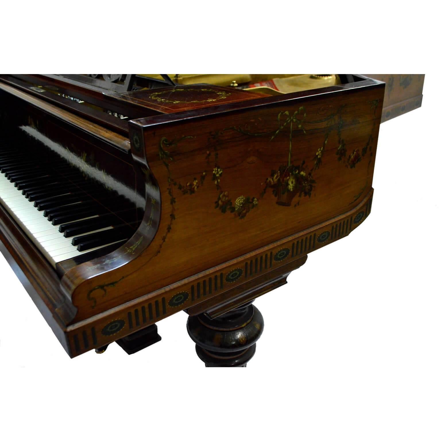 German Bluthner Grand Piano in Rosewood with Vernis Martin Styling For Sale