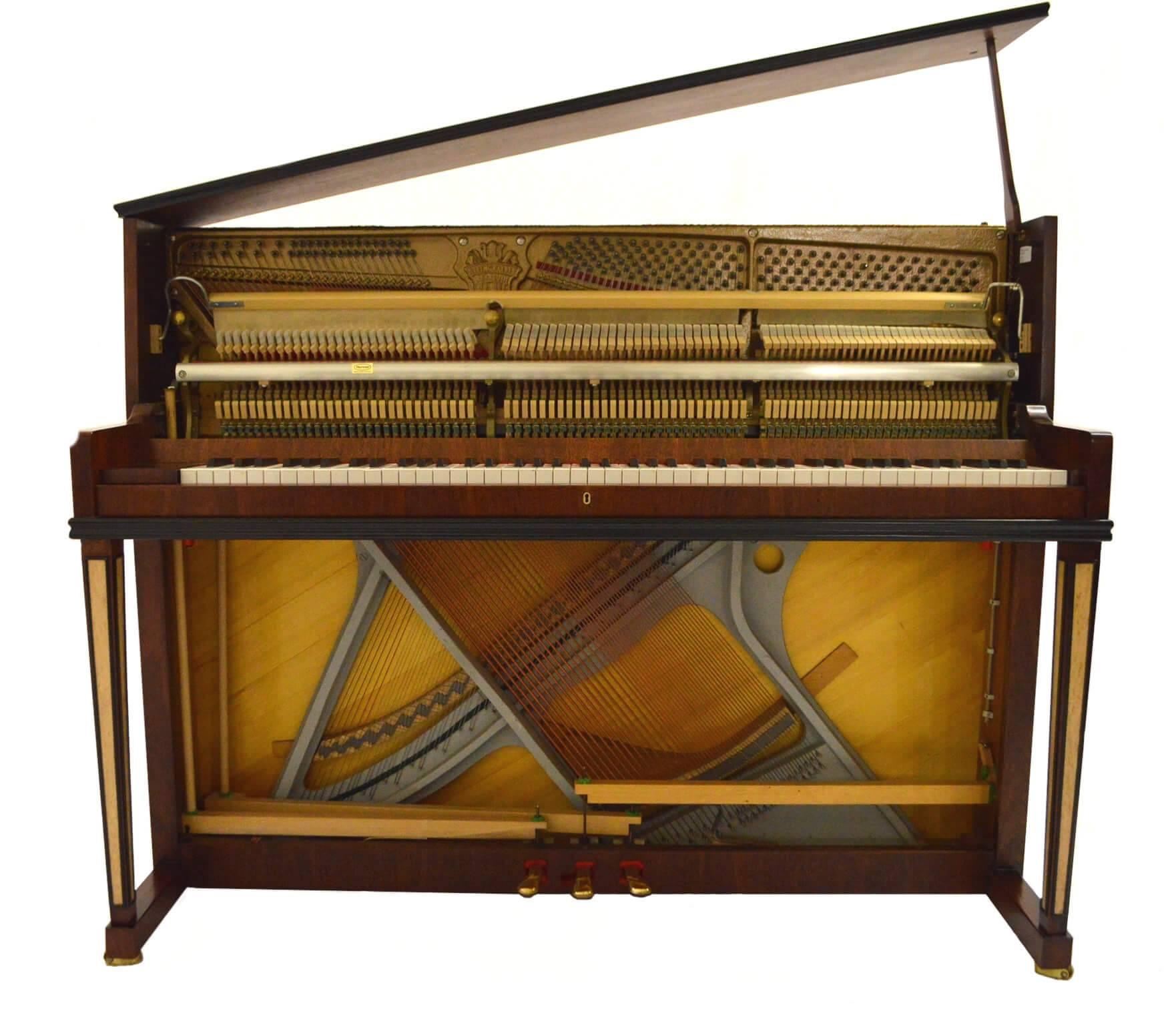 Art Deco Steingraeber & Sohne 118 Upright Piano in Mahogany with Bird's-Eye Maple Inlay For Sale