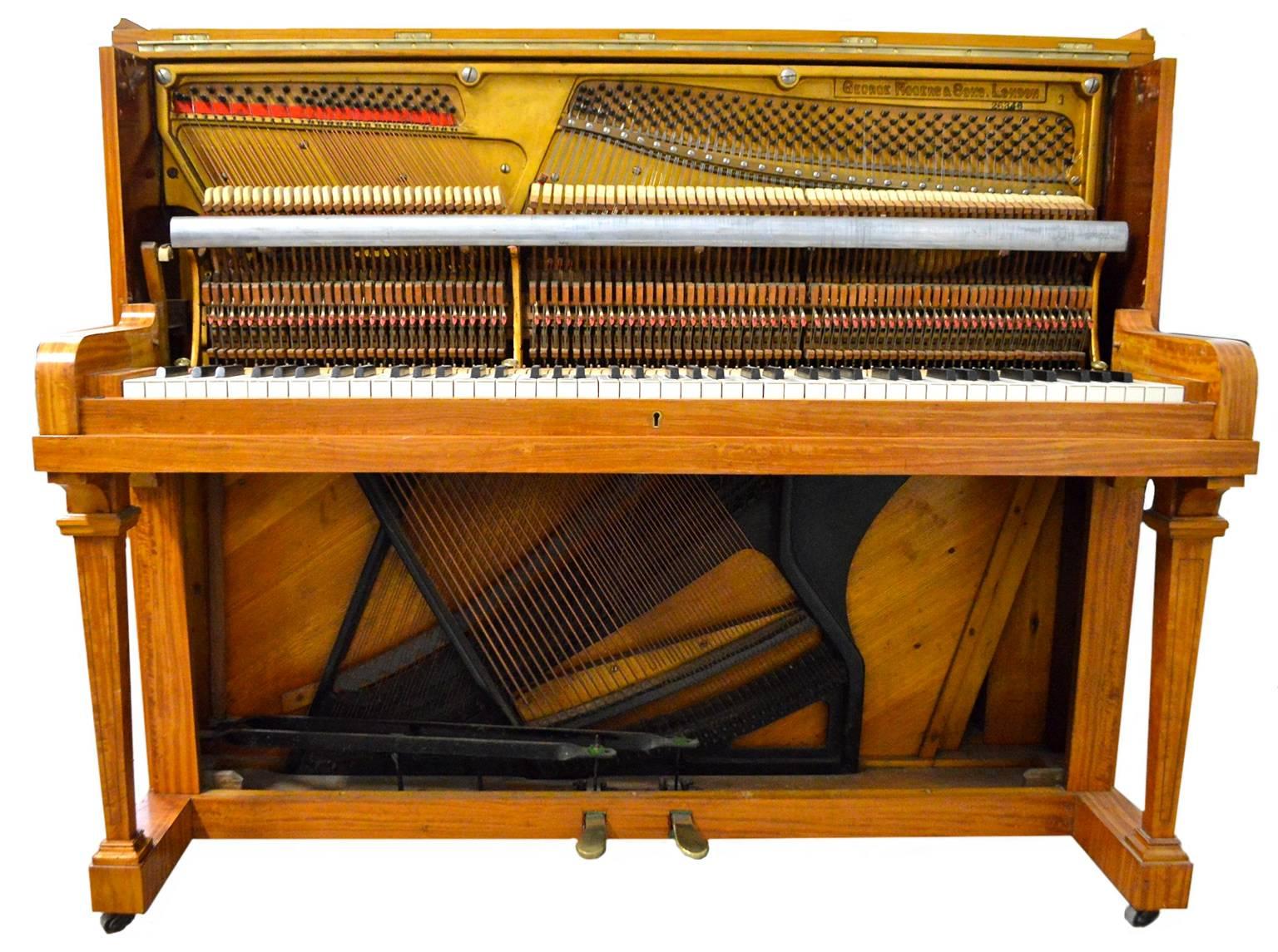 George Rogers Upright Piano with Tulip Wood Case In Good Condition In Macclesfield, Cheshire