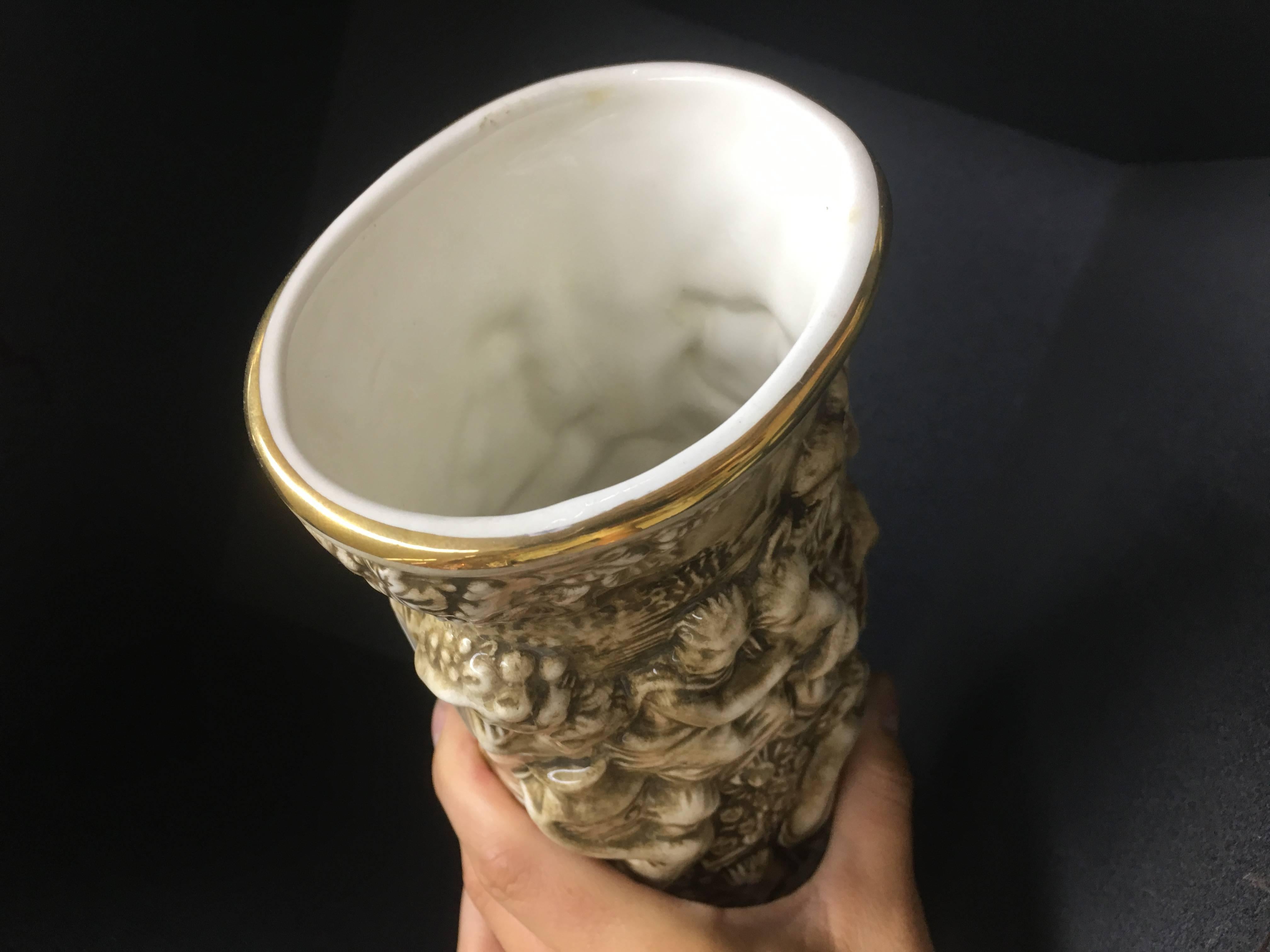 Italian Capodimonte Figural Porcelain Vase