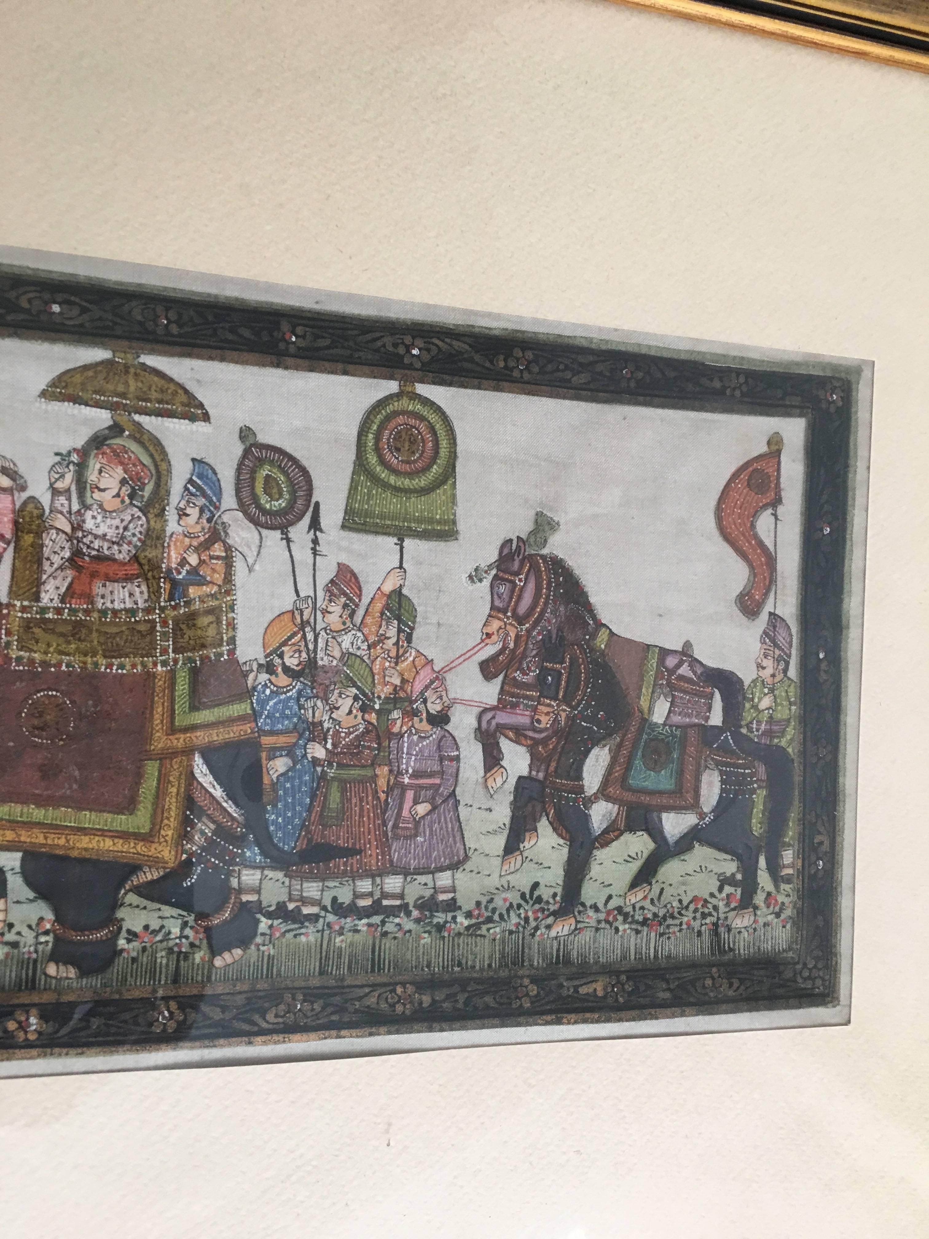 20th Century Miniature Indian Scene Painting In Excellent Condition In Sofia, BG