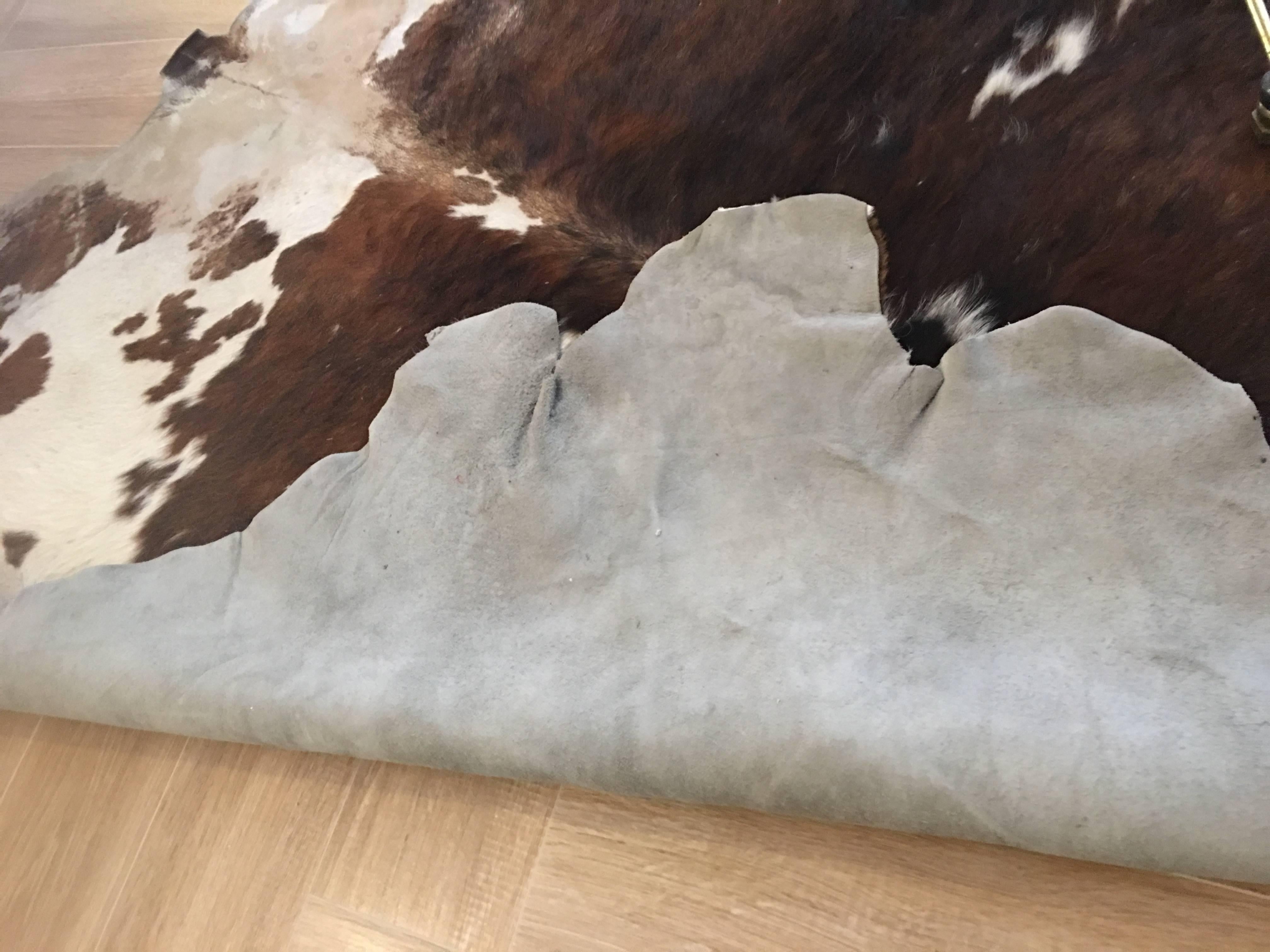 Natural Tri-Color Cowhide Rug / Carpet In Good Condition In Sofia, BG