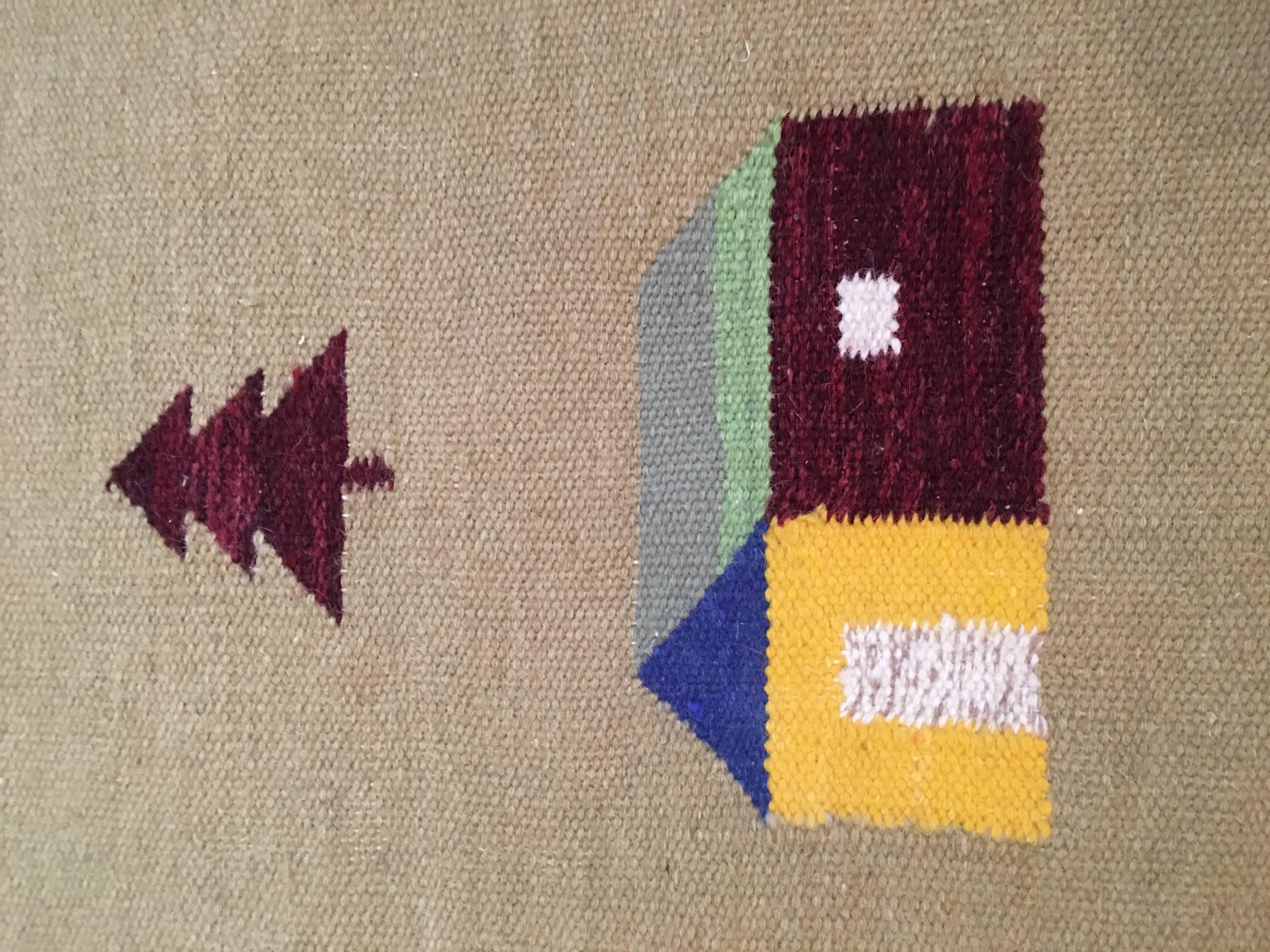 Yellow Color Handmade Wool Navajo Rug or Carpet, 1920s 2