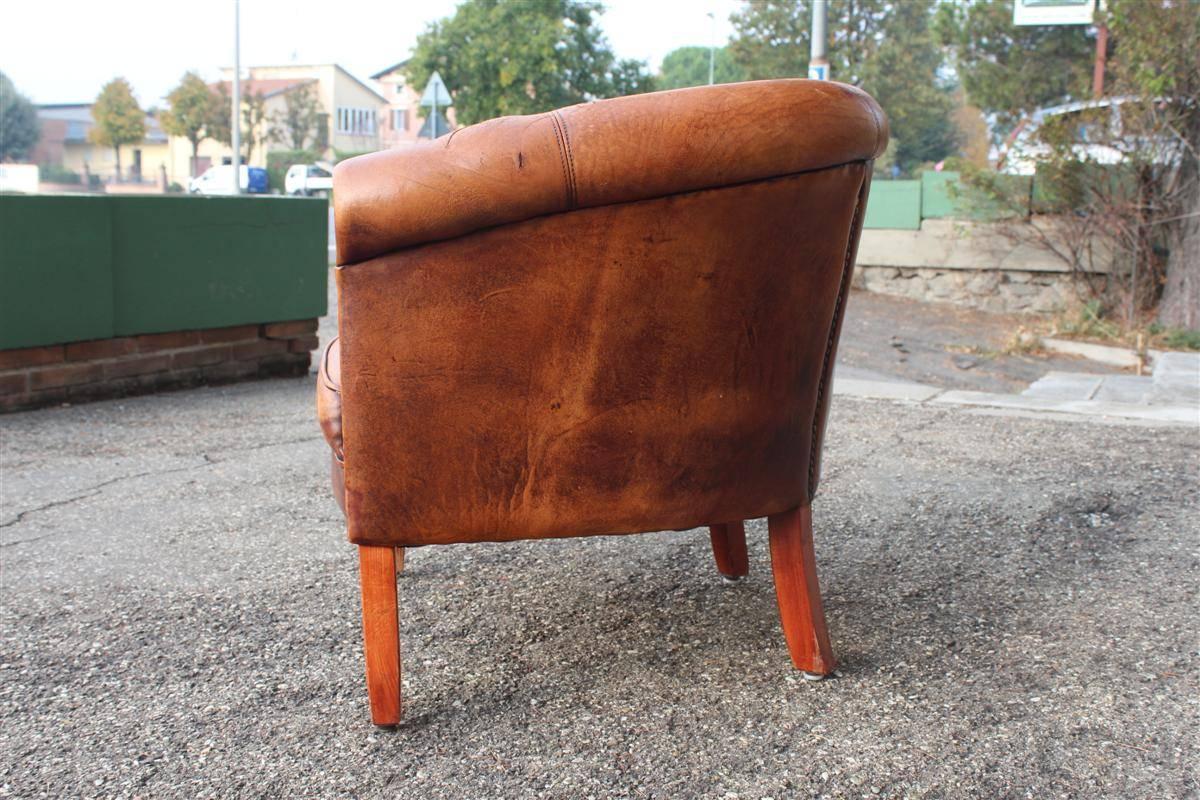 Two Club Brown Leather Armchairs, Italy  In Good Condition In Sofia, BG