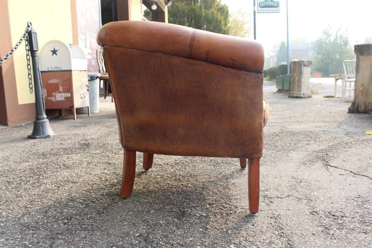 Two Club Brown Leather Armchairs, Italy  3