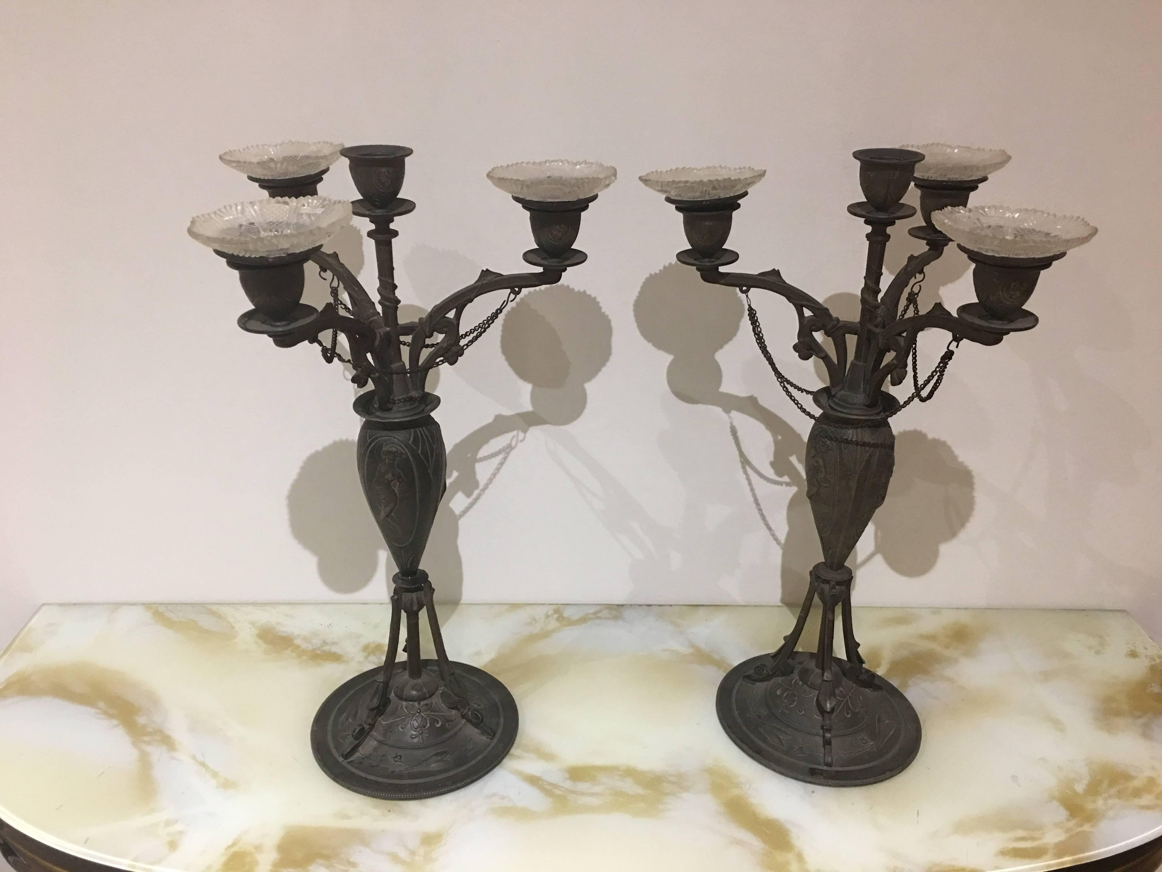Art Nouveau Candleholders, Italy,  1