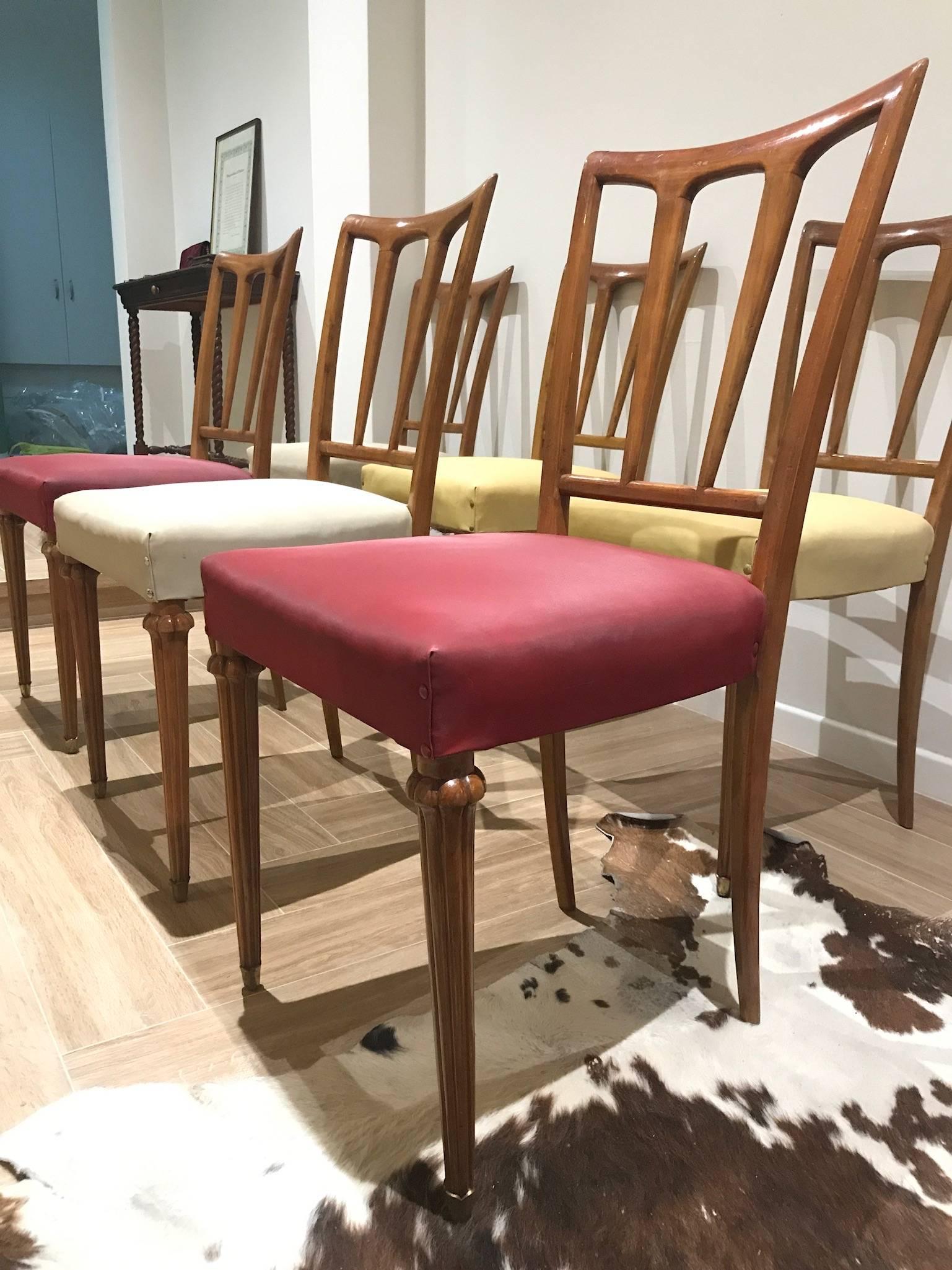 Mid-Century Modern 6 Dining Chairs by Paolo Buffa , 1950s