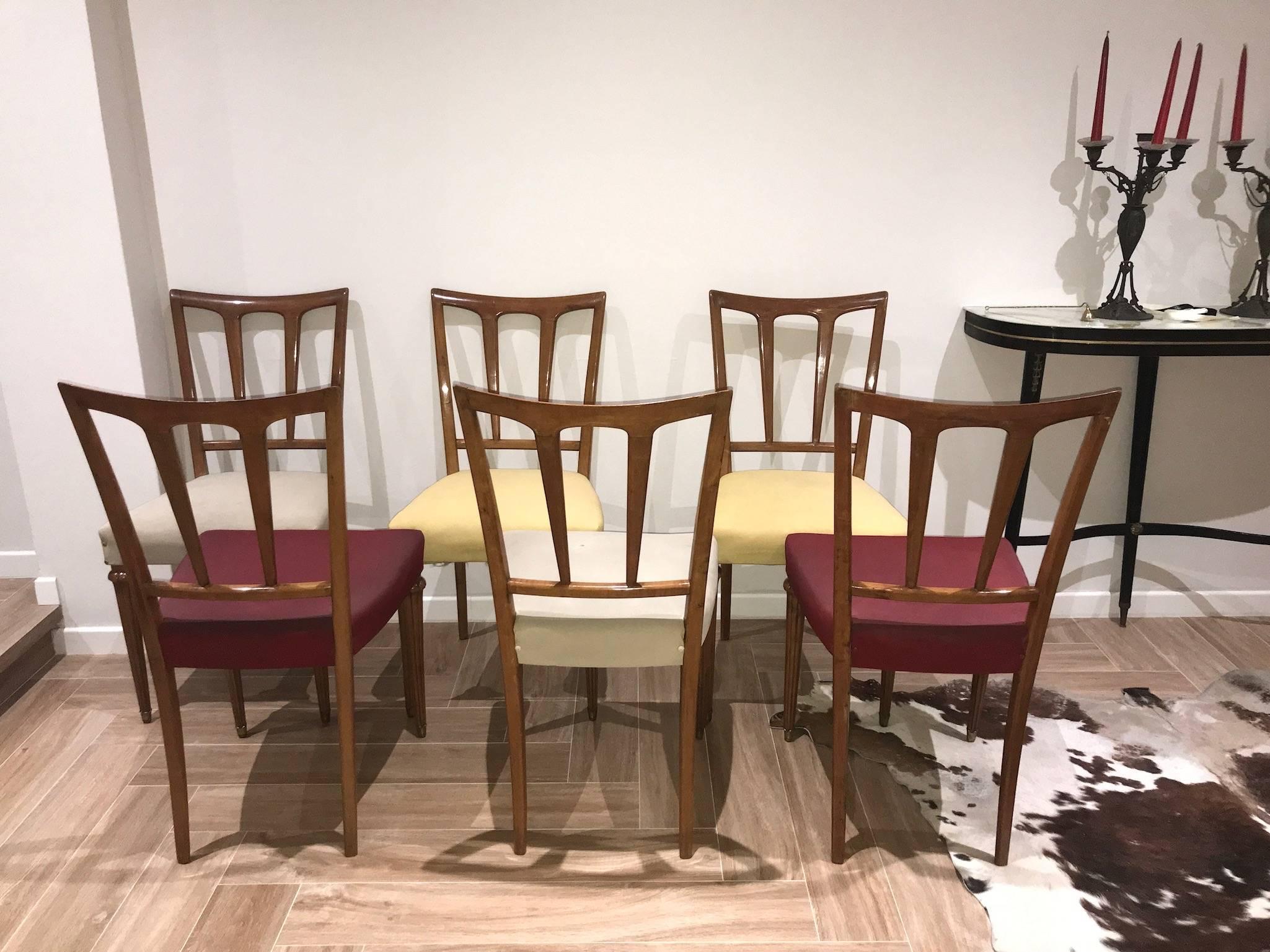 6 Dining Chairs by Paolo Buffa , 1950s In Excellent Condition In Sofia, BG