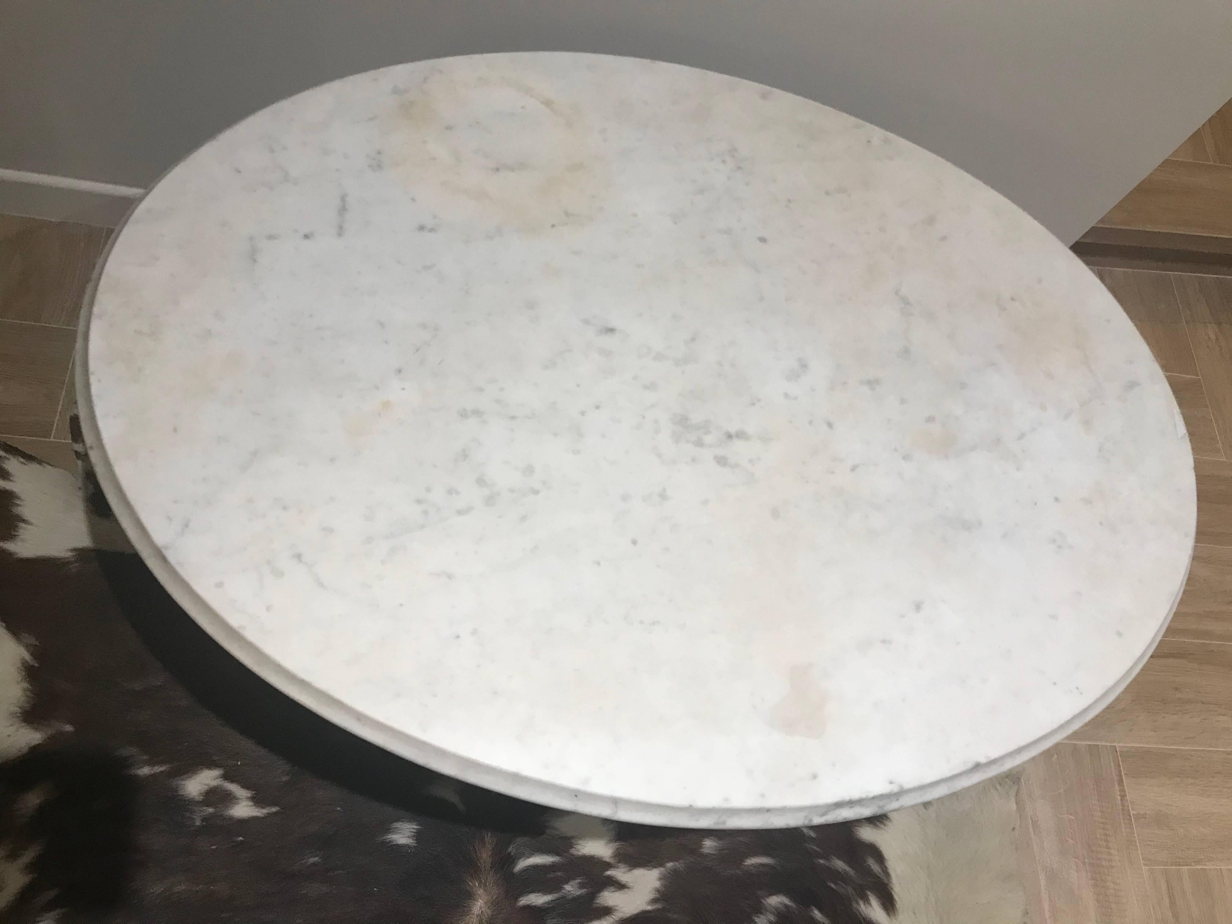 Low Italian Wood Table with Marble Top 1