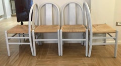 All Four Cane Tuscan Wooden Rustic White Chairs, Italy