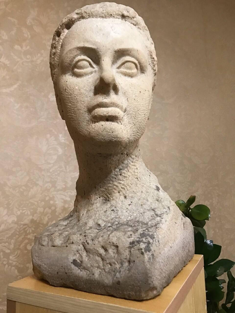Arts and Crafts Woman Stone Bust