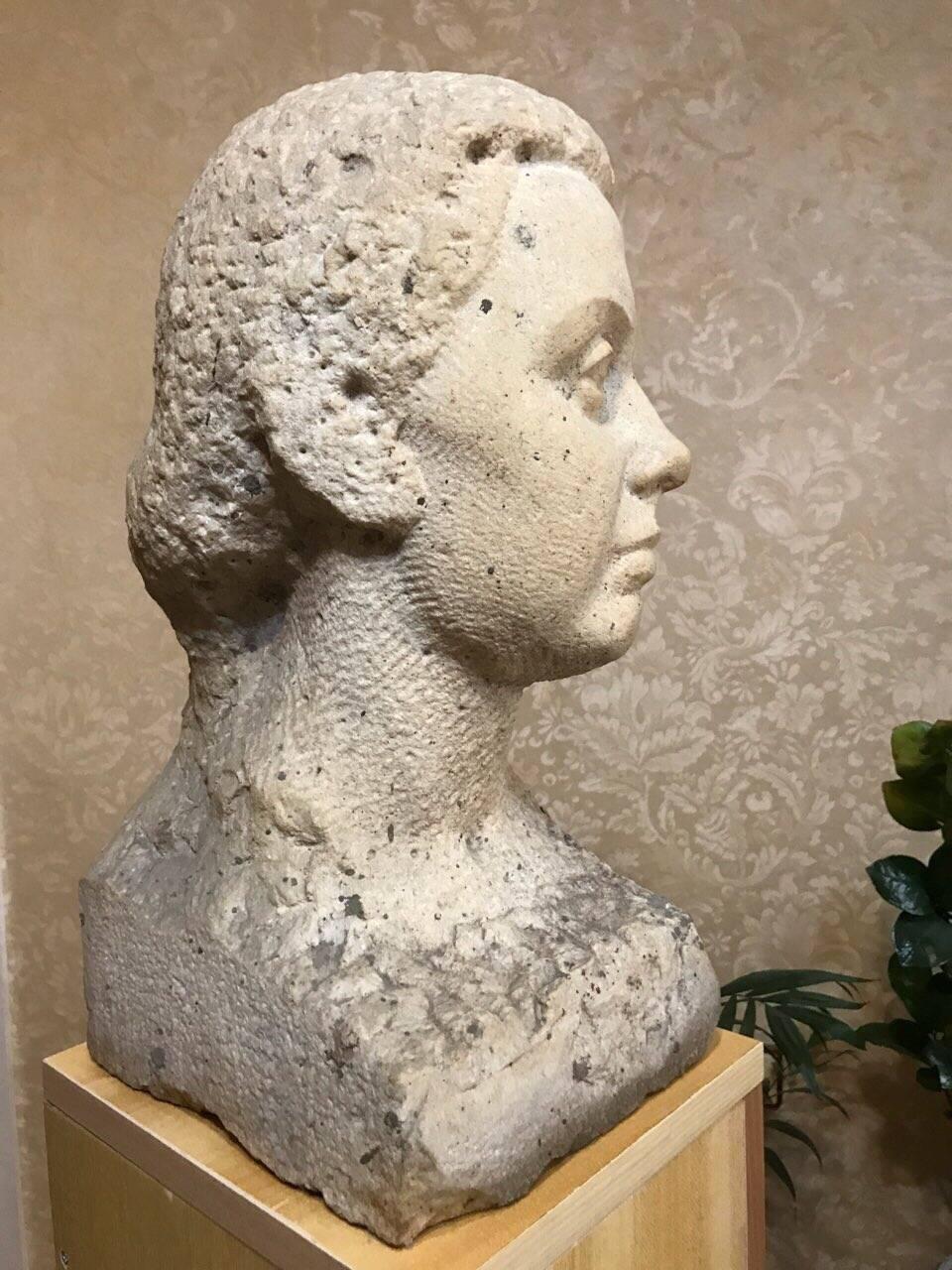 19th Century Woman Stone Bust