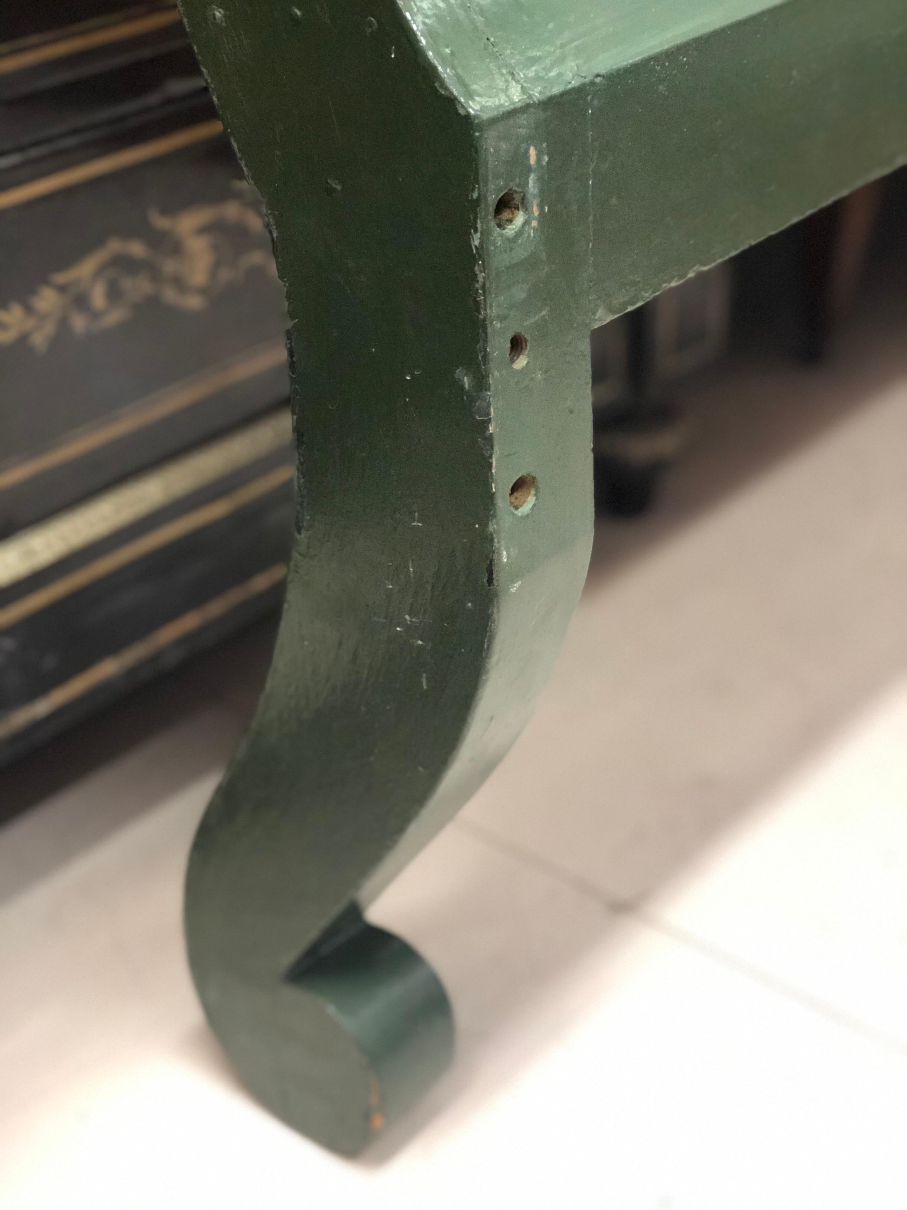 19th Century Hand Painted Dark Green Bed Frame in Renaissance Style In Good Condition For Sale In Sofia, BG