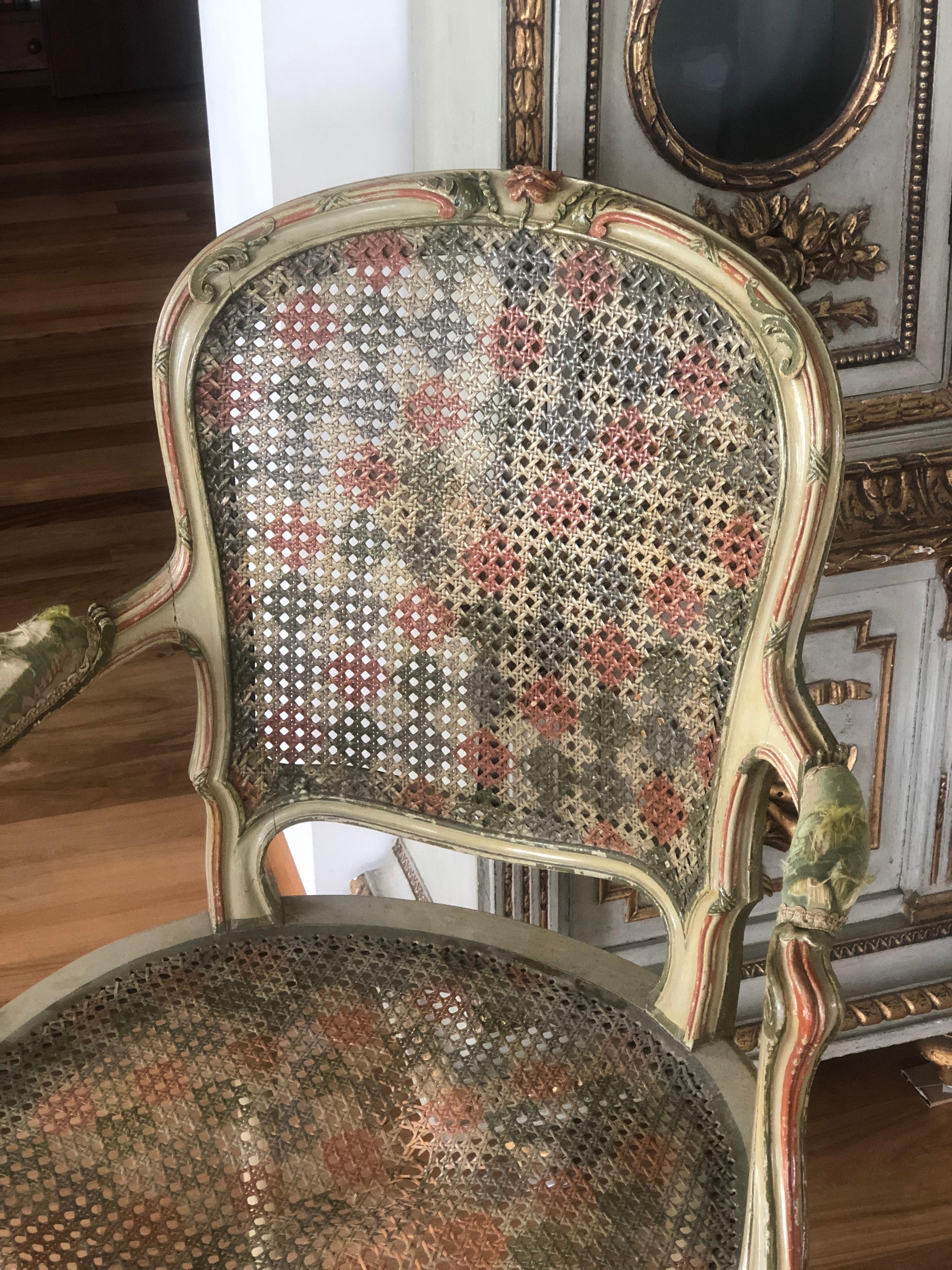 19th Century French Hand Carved Set of Chair and Armchair in Louis XV Style For Sale 3