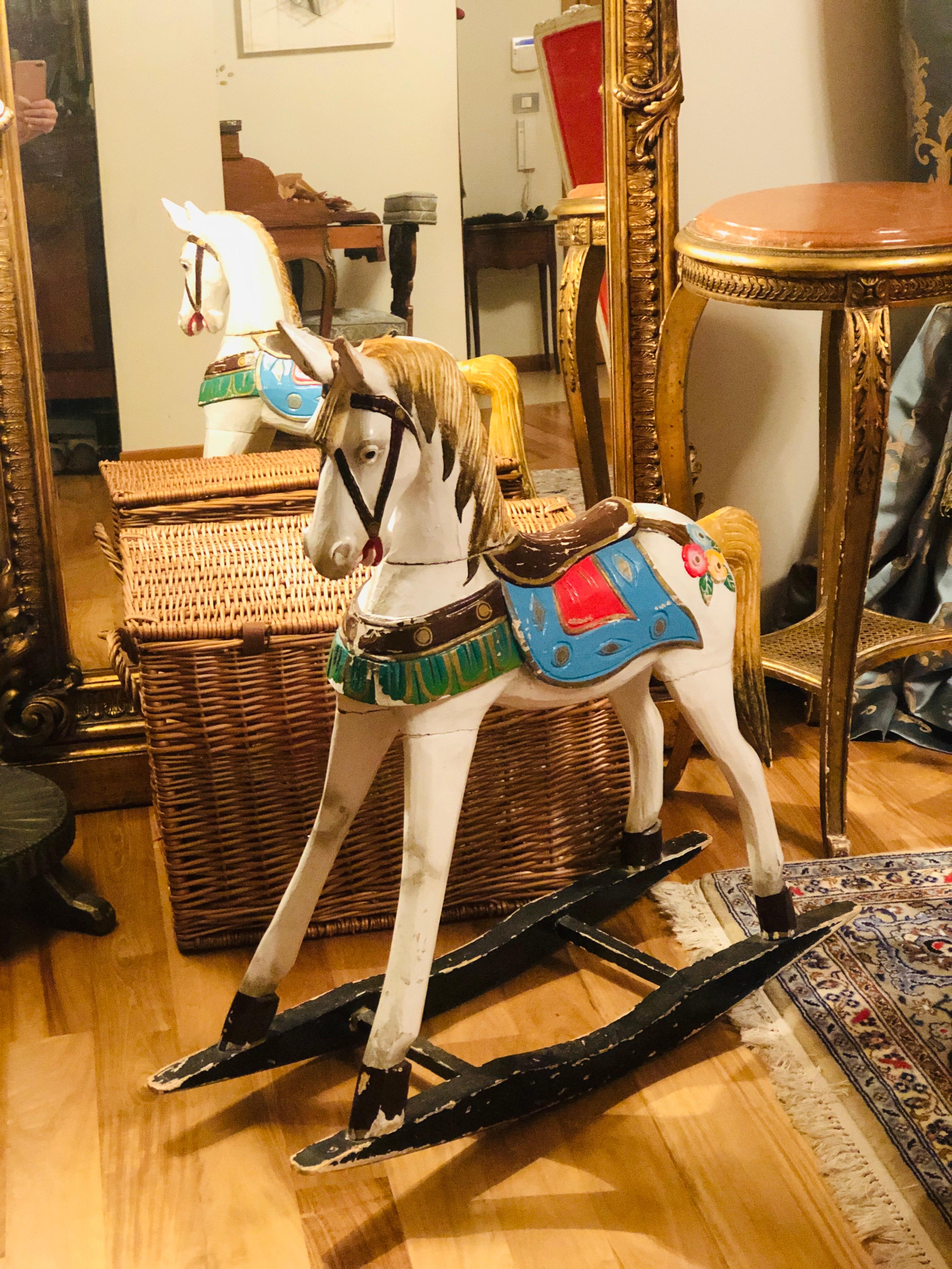 antique wooden rocking horse