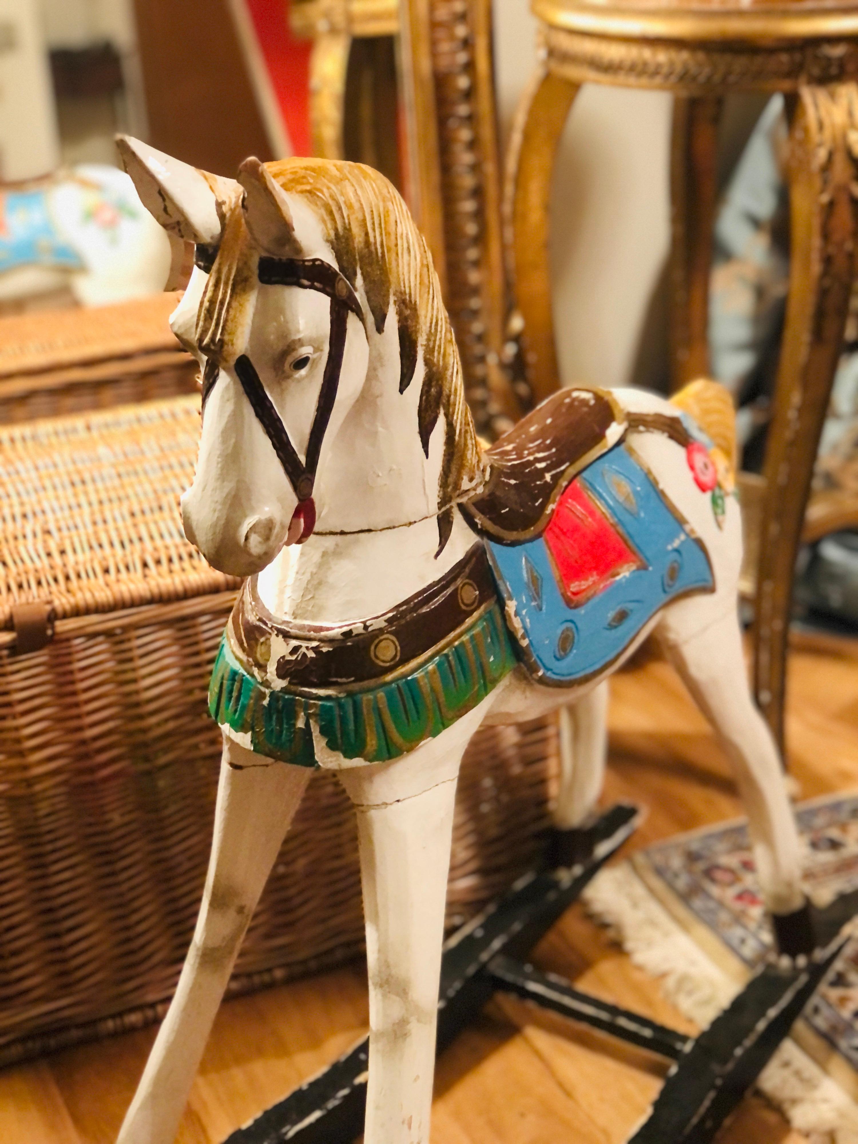 hand carved rocking horse