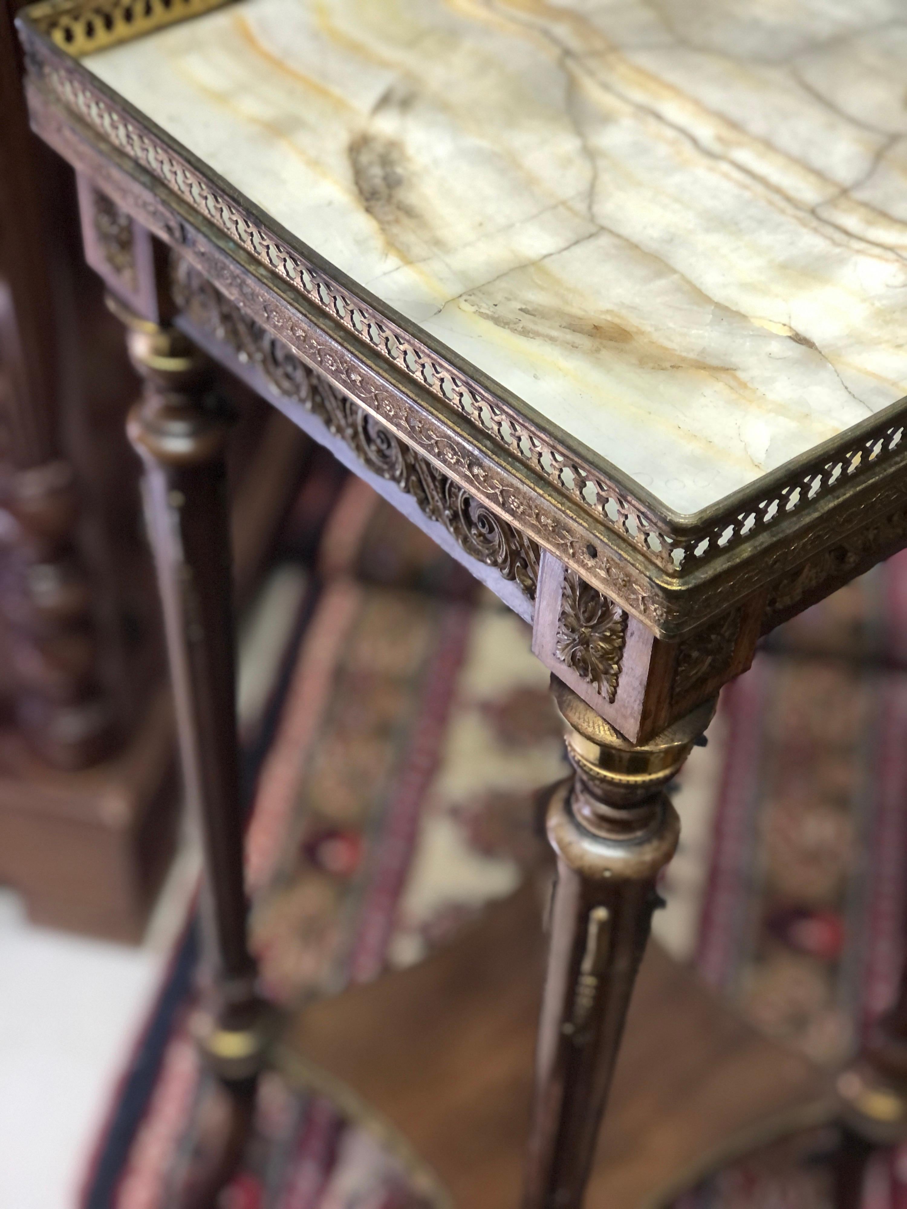 Late 19th Century French Mahogany Side Table with Onyx Top Plate 2
