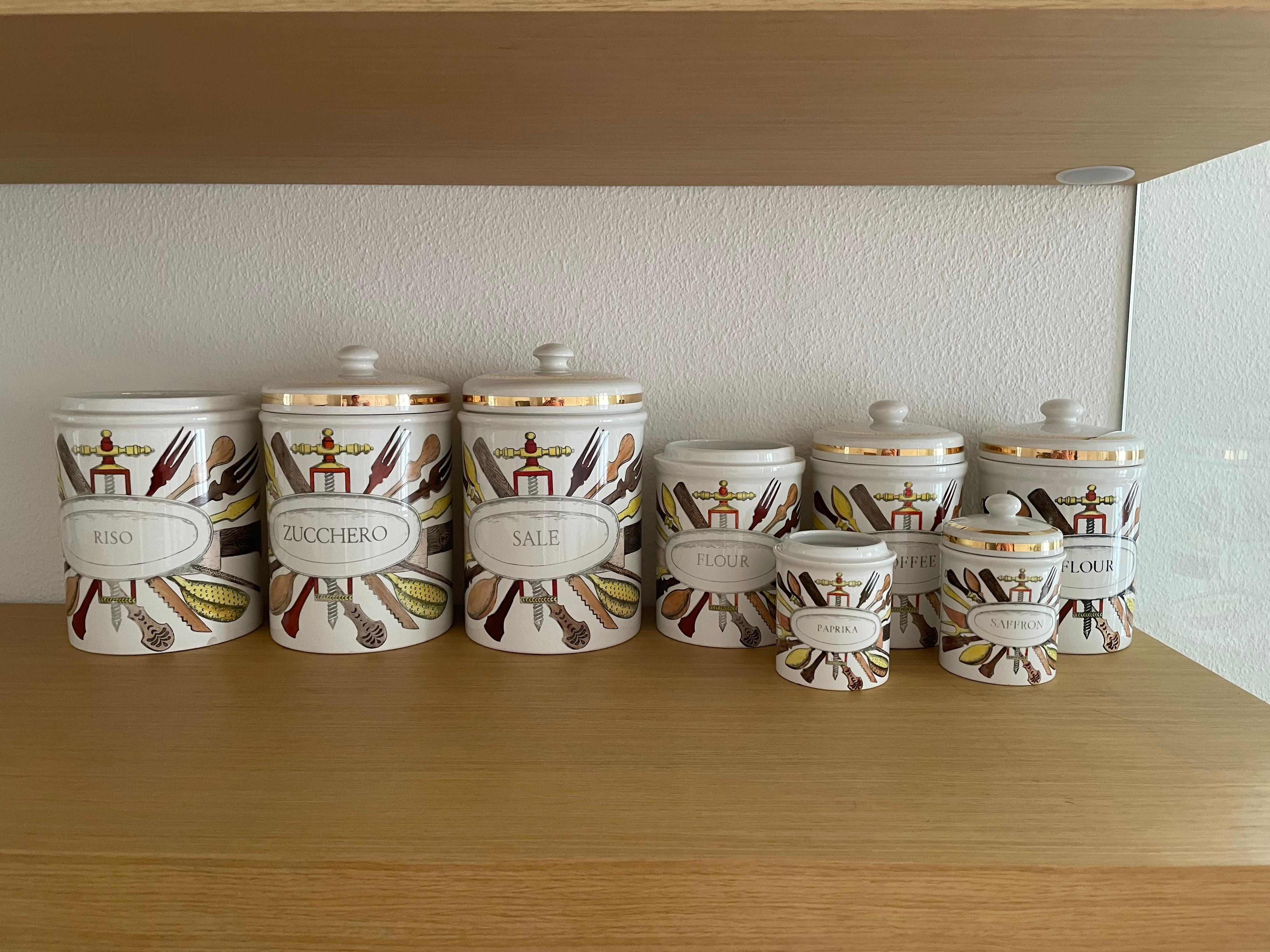 Beautiful and rare authentic set of storage jars with missing top of some, as shown on the photo. 

8 pieces in total. 

Additional photos on request.