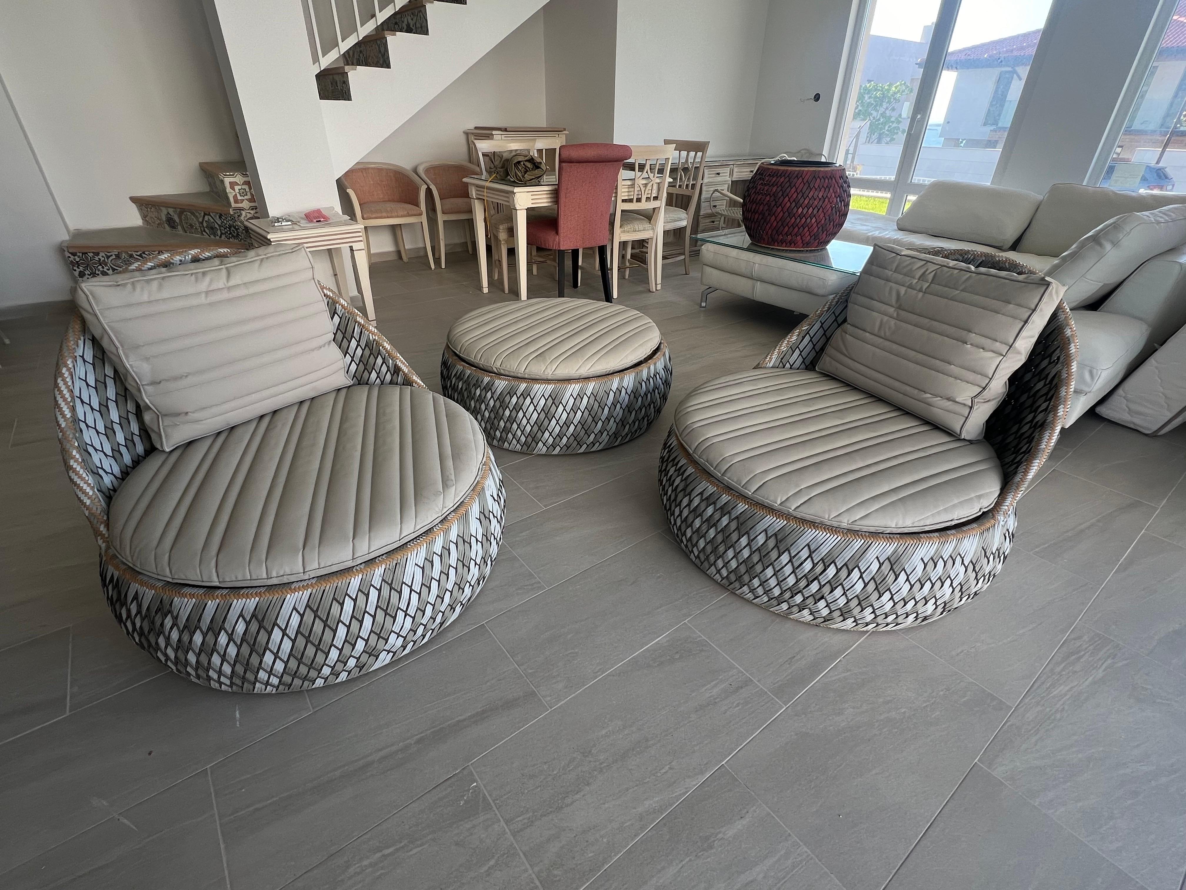 21st Century German Dala Lounge Chairs and a Footstool by Dedon For Sale 5