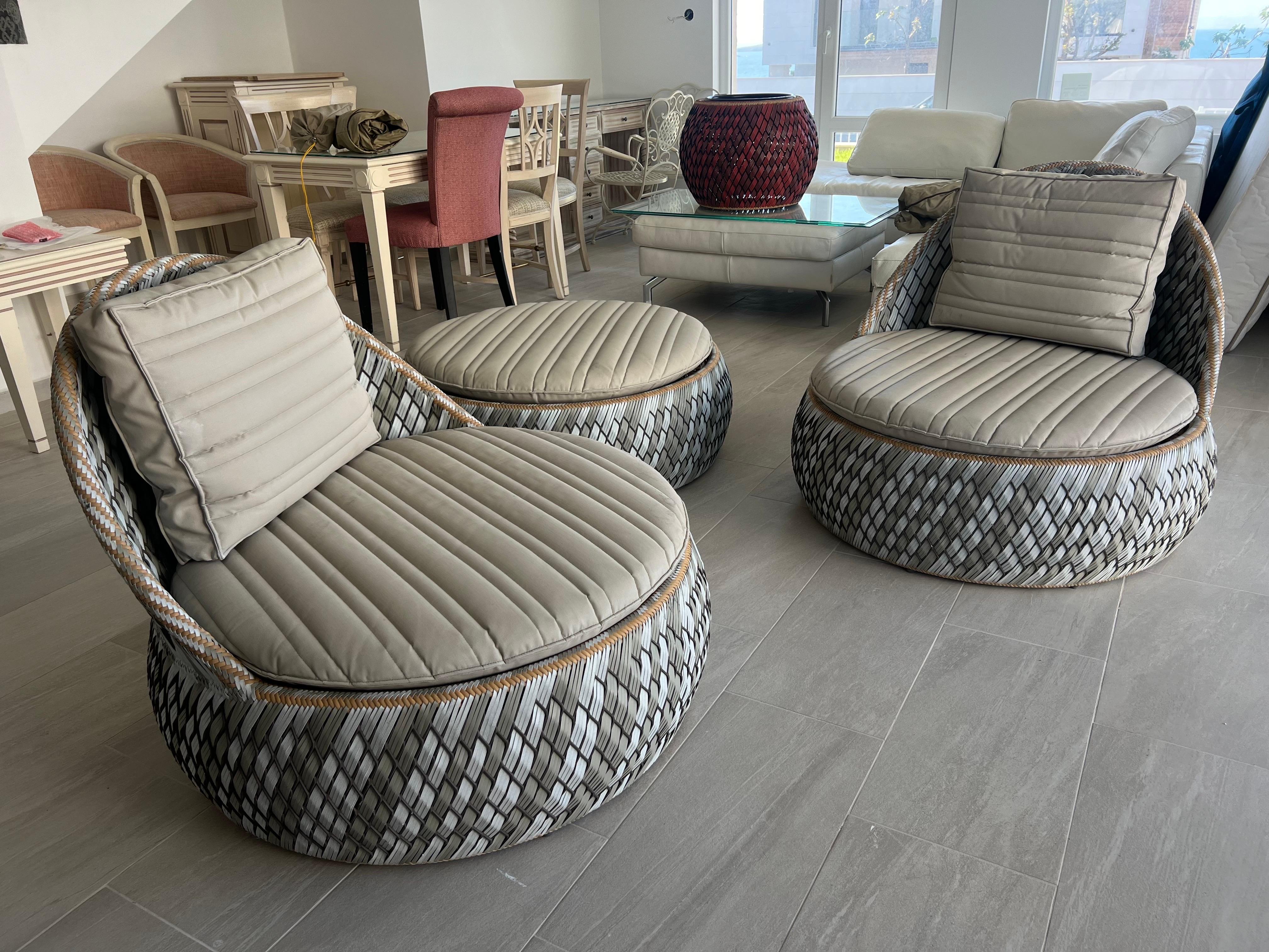 21st Century German Dala Lounge Chairs and a Footstool by Dedon For Sale 6