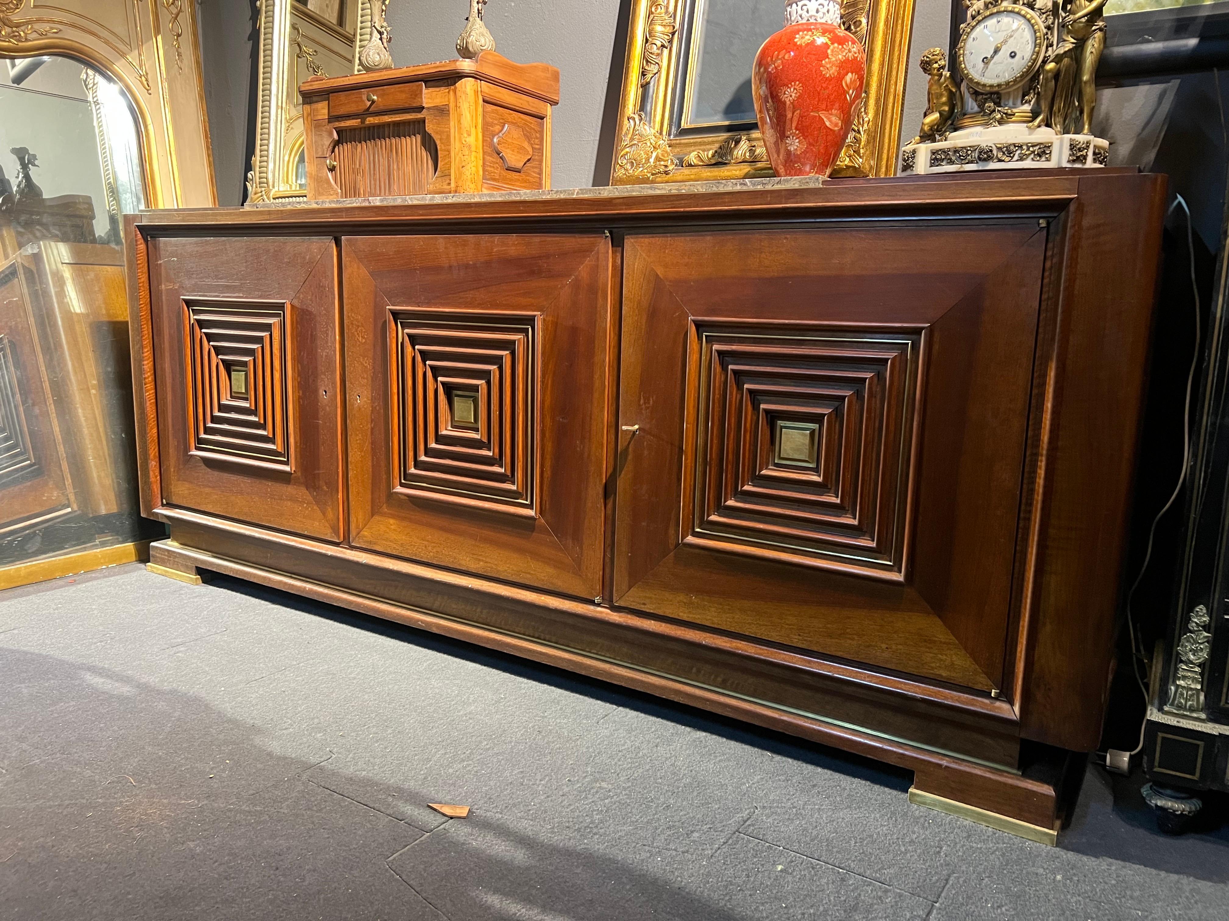Grande credenza francese d'epoca in mogano attribuita a Maxime Old 1910-1991 in vendita 8