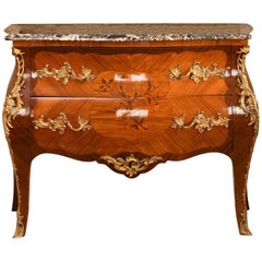 Magnificent 19th Century Marble-Top Bombe Commode from France