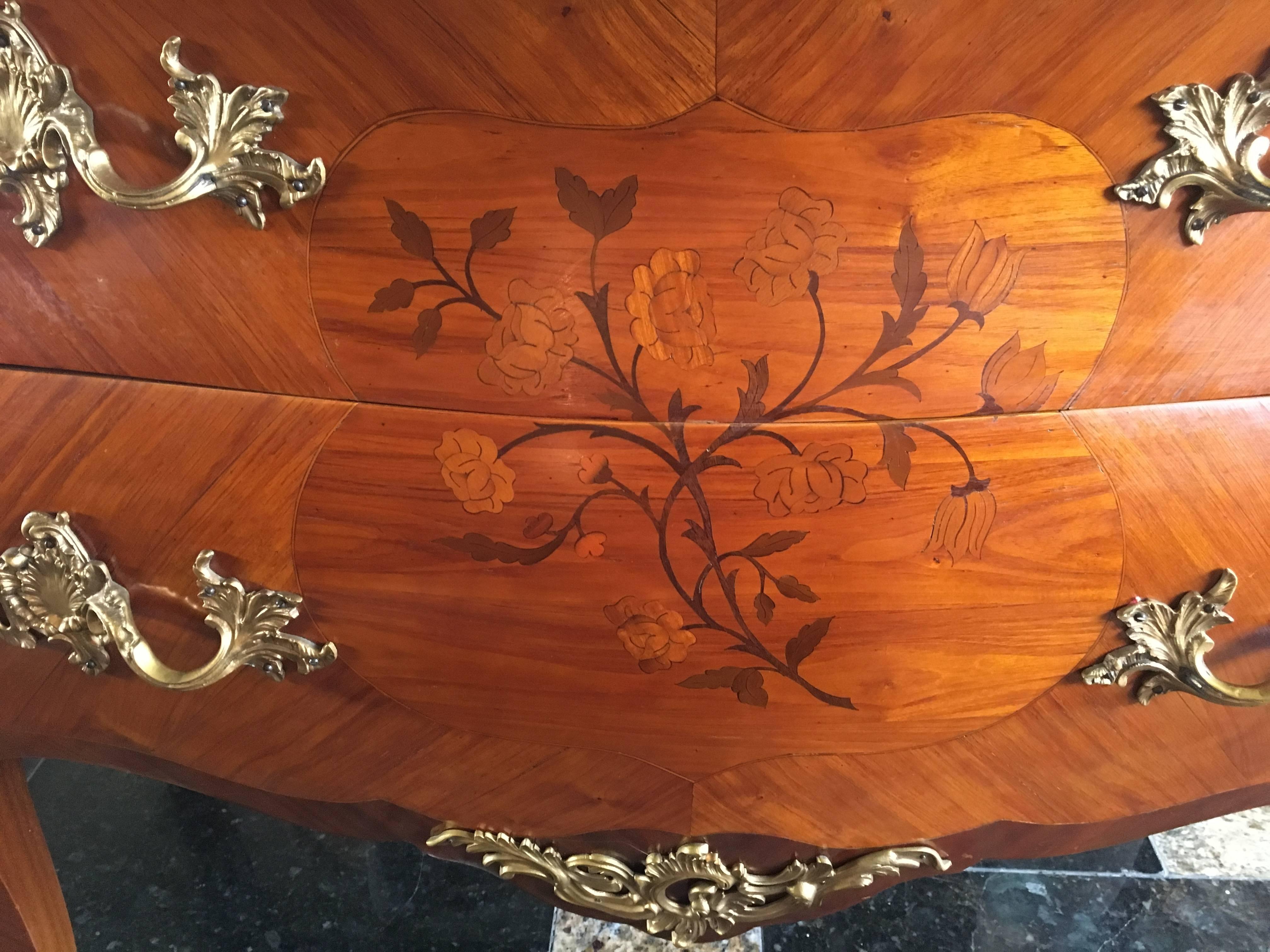 French Magnificent 19th Century Marble-Top Bombe Commode from France