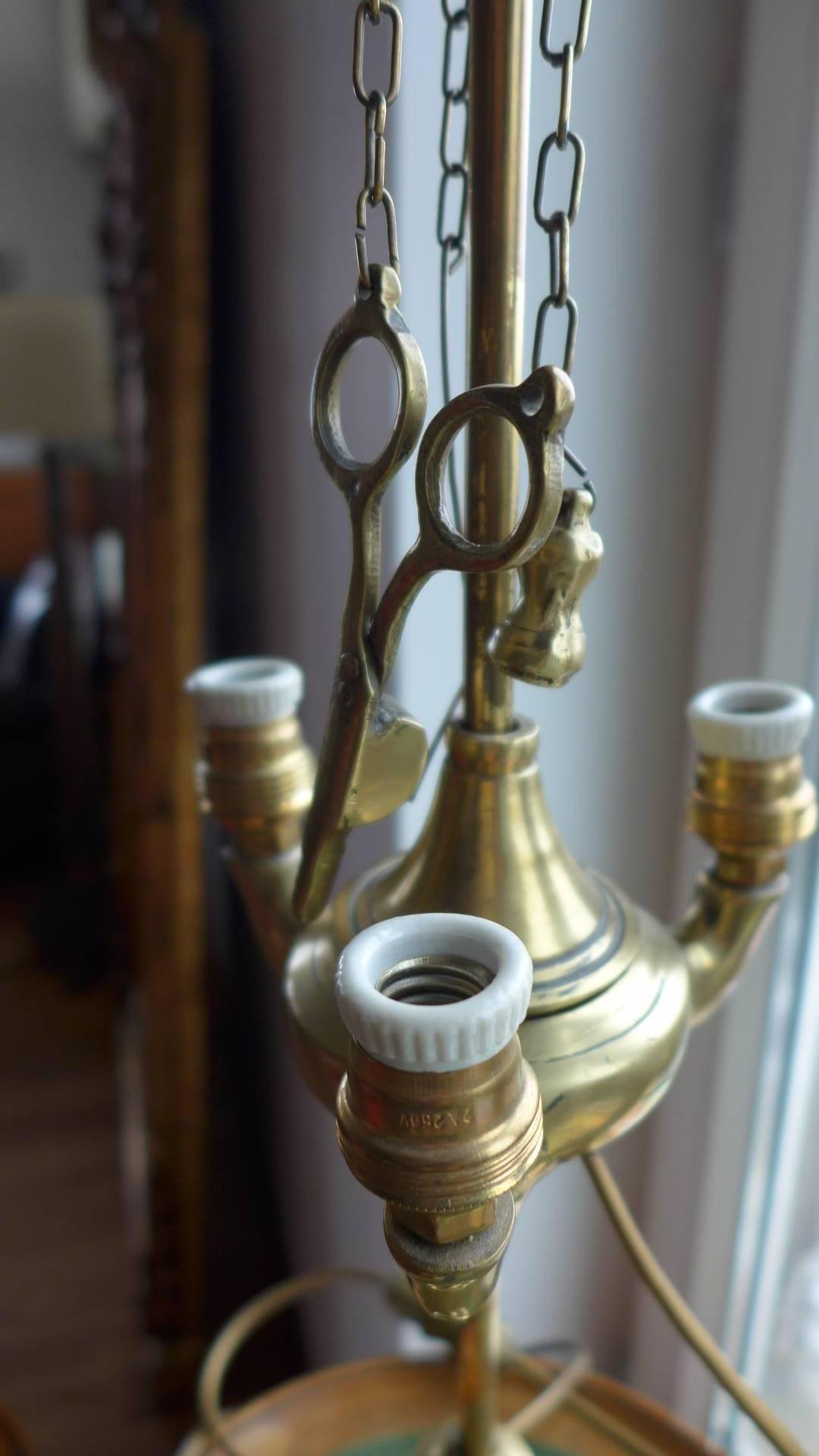19th Century French Brass Desk Adjustable Lamp in Empire Style In Good Condition For Sale In Sofia, BG