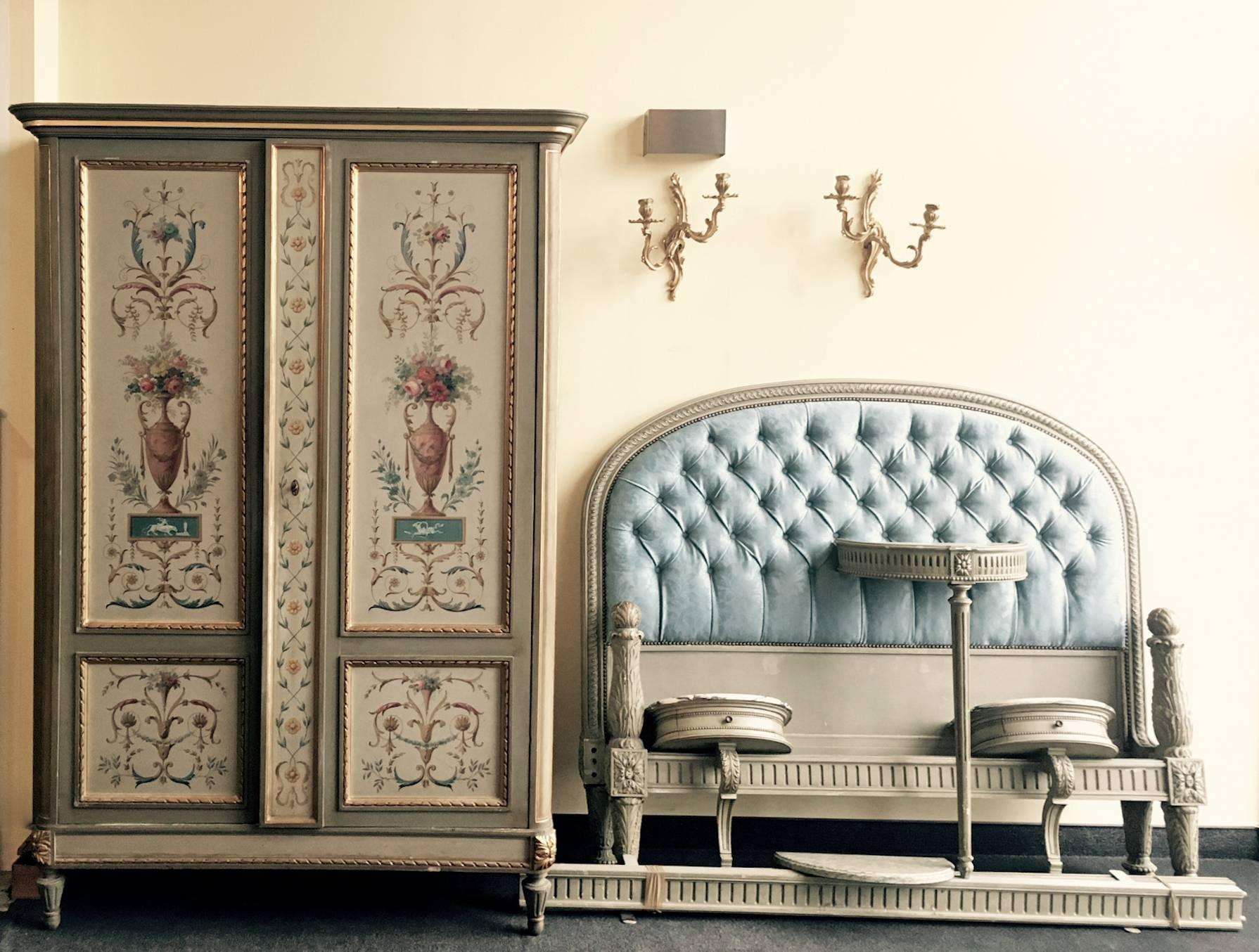 Late 19th Century Beautifully Hand-Carved and Hand-Painted Bedroom Set 1