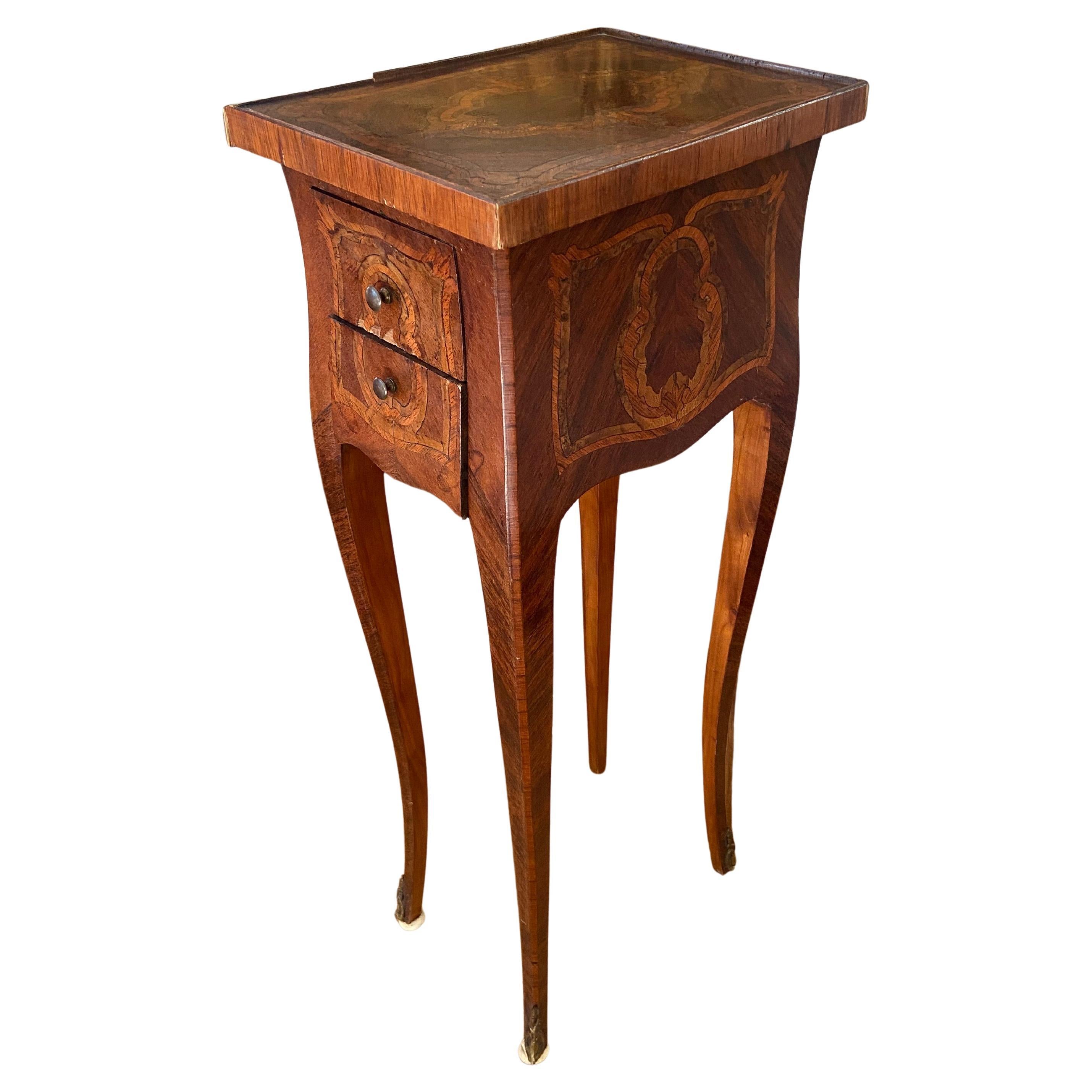 19th Century French Louis XV Style Mahogany Marquetry Side Table