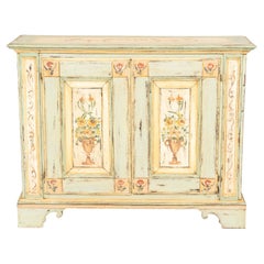 19th Century Italian Arte Povera Hand Painted Two Doors Cabinet