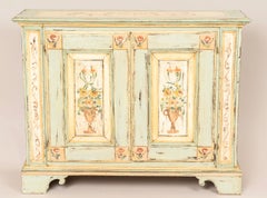 19th Century Italian Arte Povera Hand Painted Two Doors Cabinet