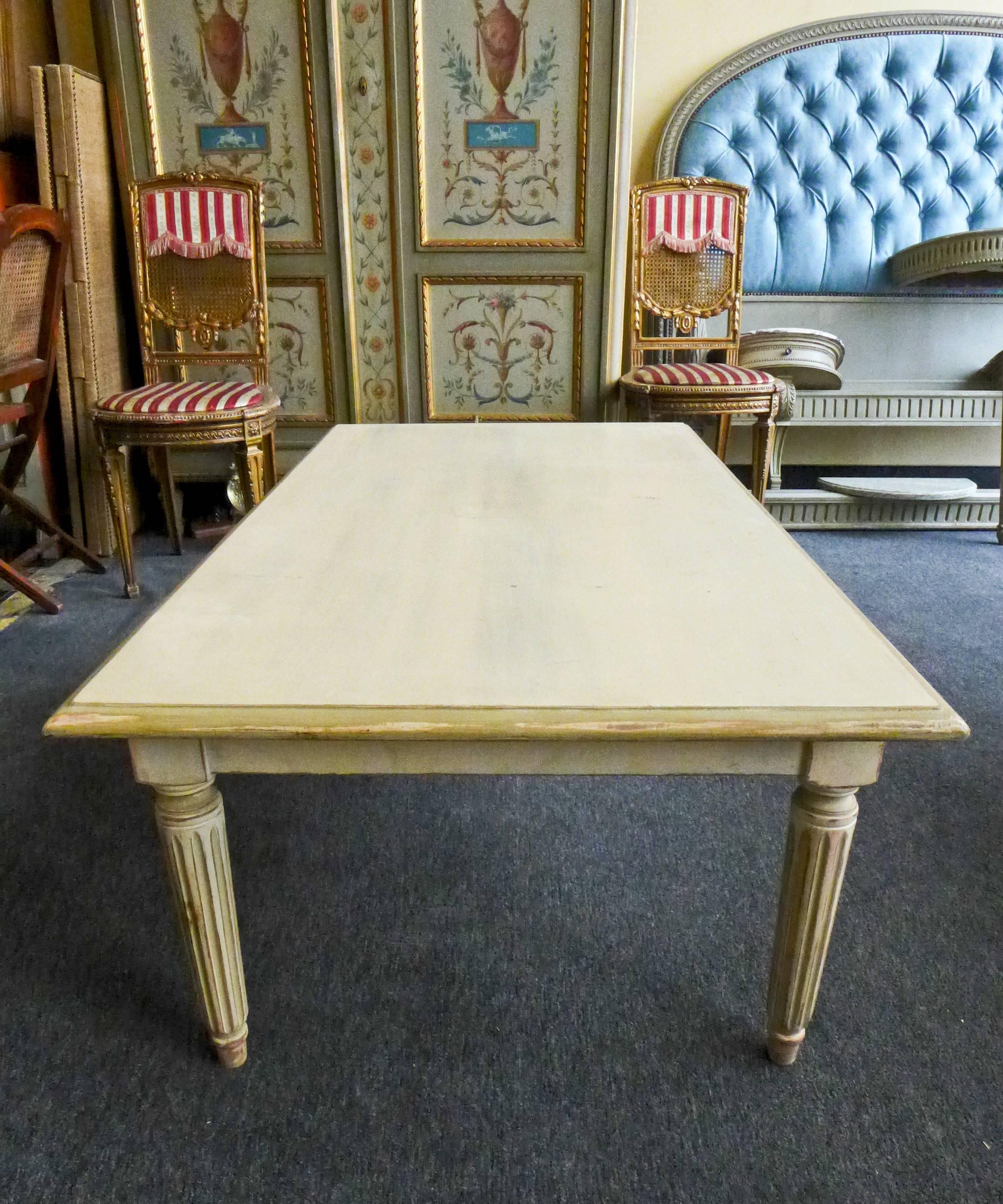Wood 19th Century French Hand Painted Coffee or Centre Table in Louis XVI Style For Sale