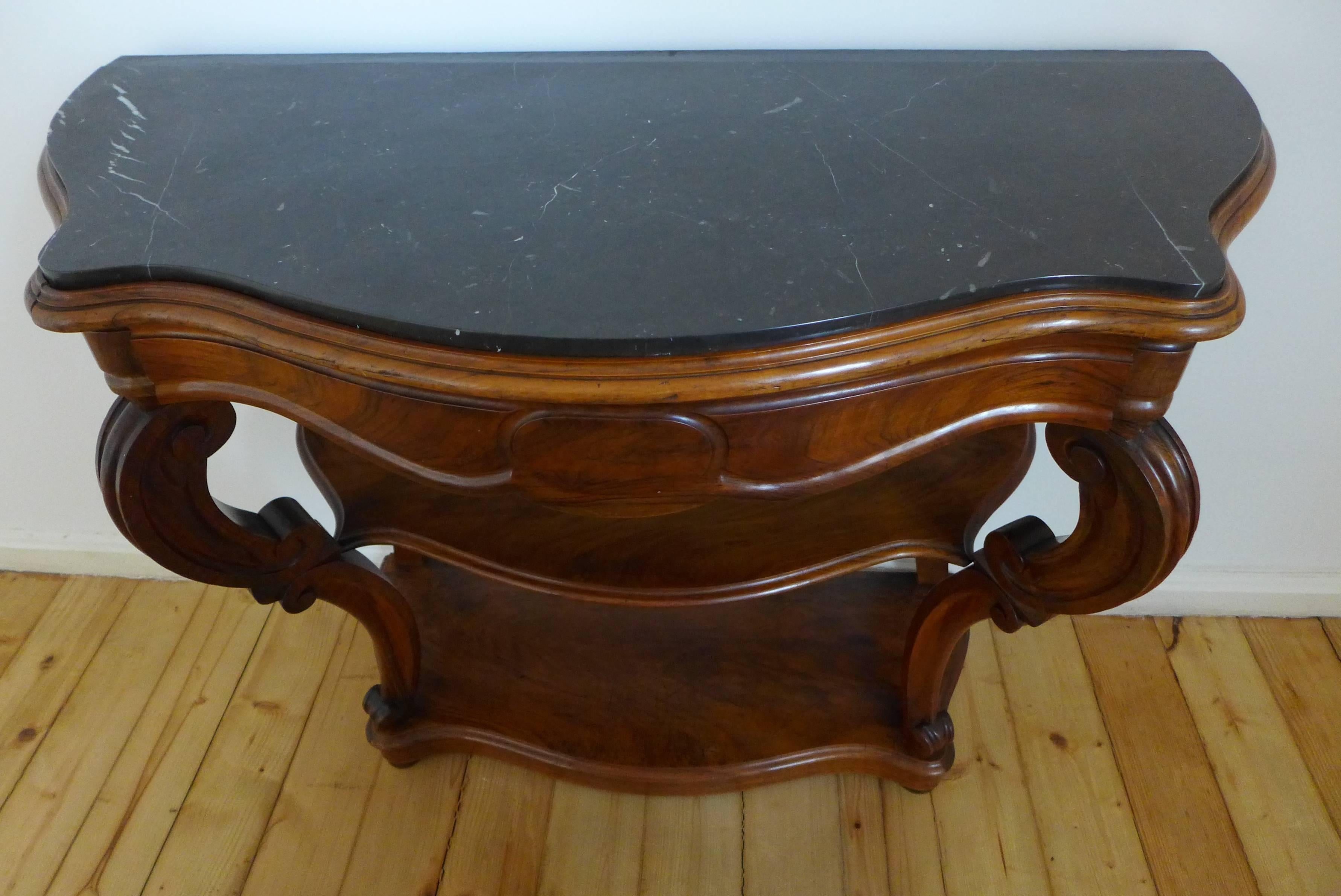 Louis XV Beautiful 19th Century Antique French Walnut Console