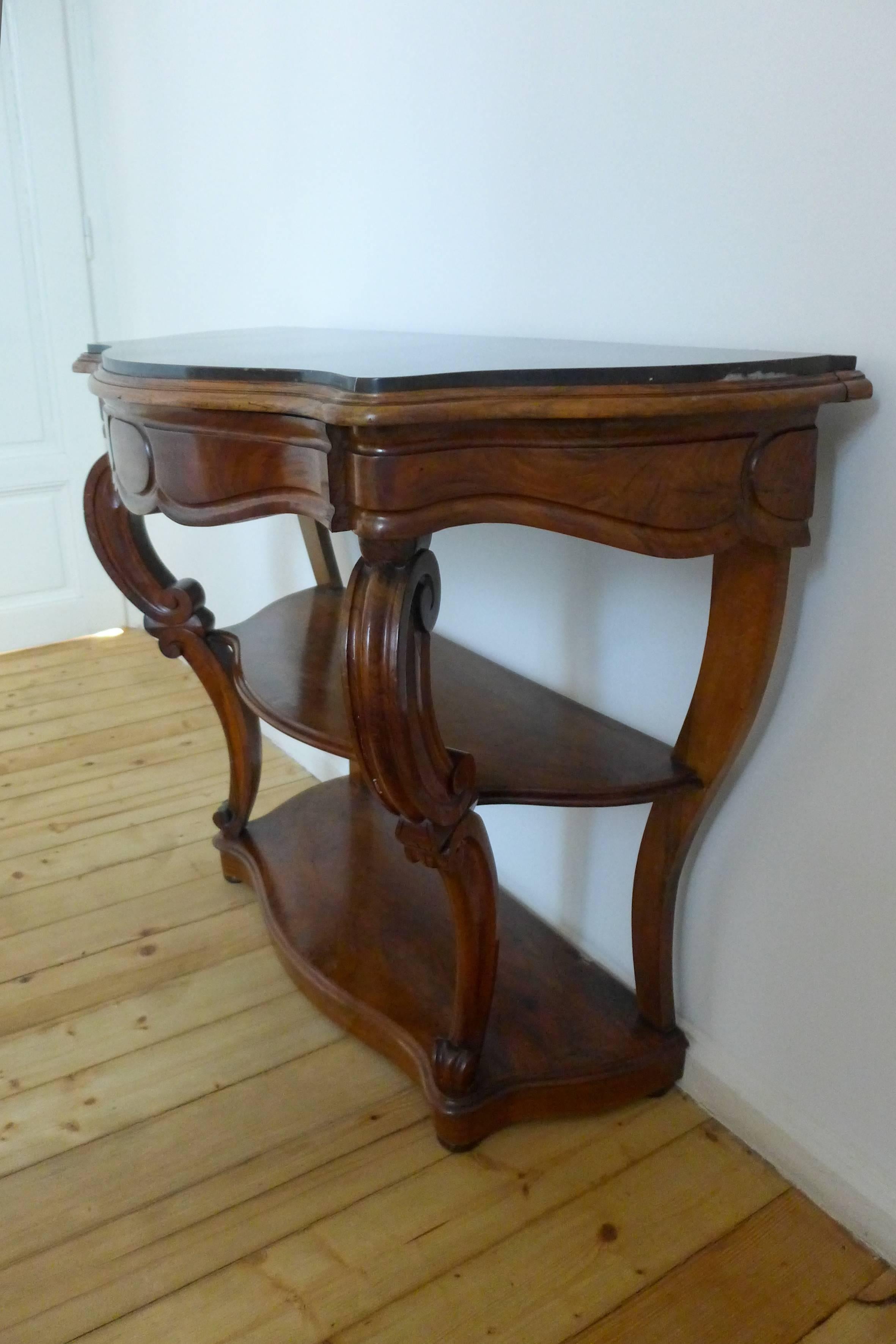 Carved Beautiful 19th Century Antique French Walnut Console