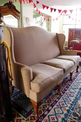 19th Century French Antique Three-Seat High Back Sofa