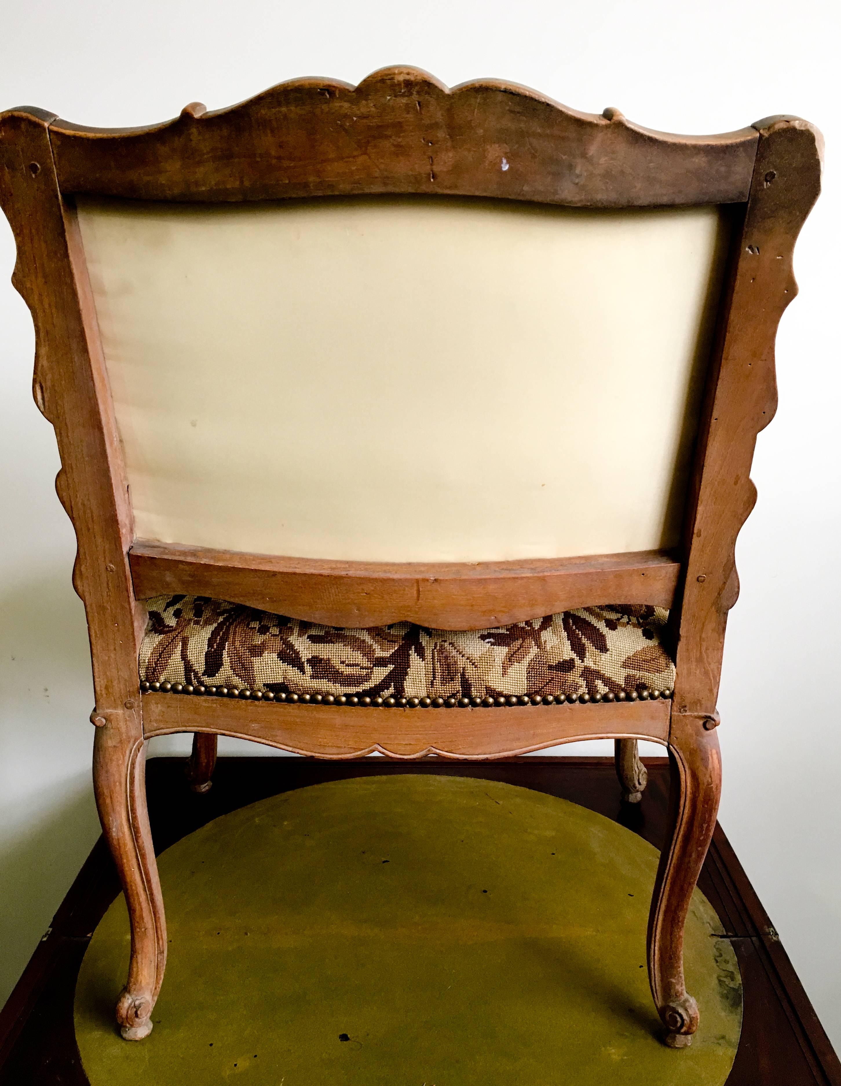 Unique French, Louis XV Style Walnut Armchair, 19th Century 3