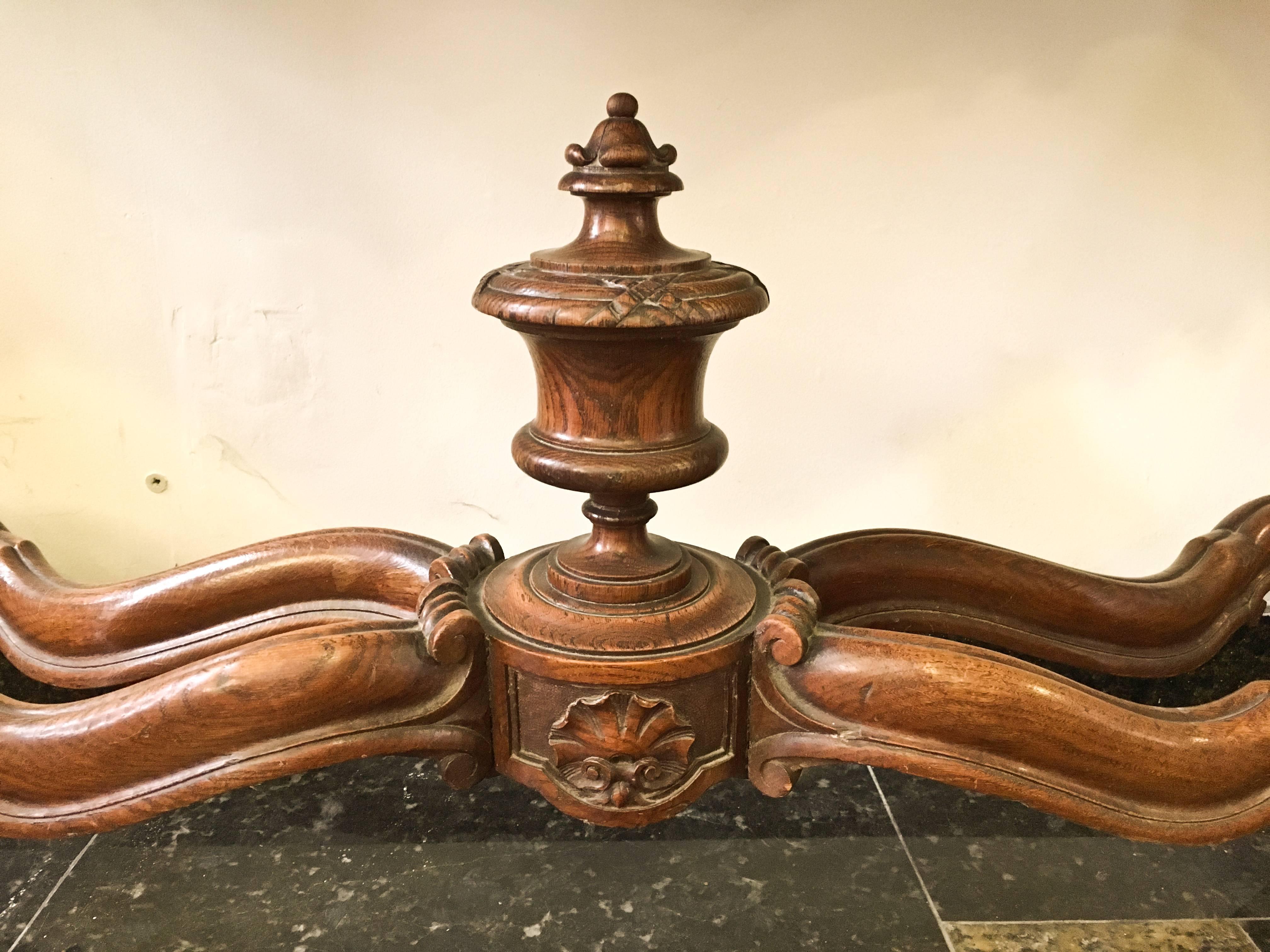 Marble 19th Century French Hand Carved Walnut Regence Style Console For Sale