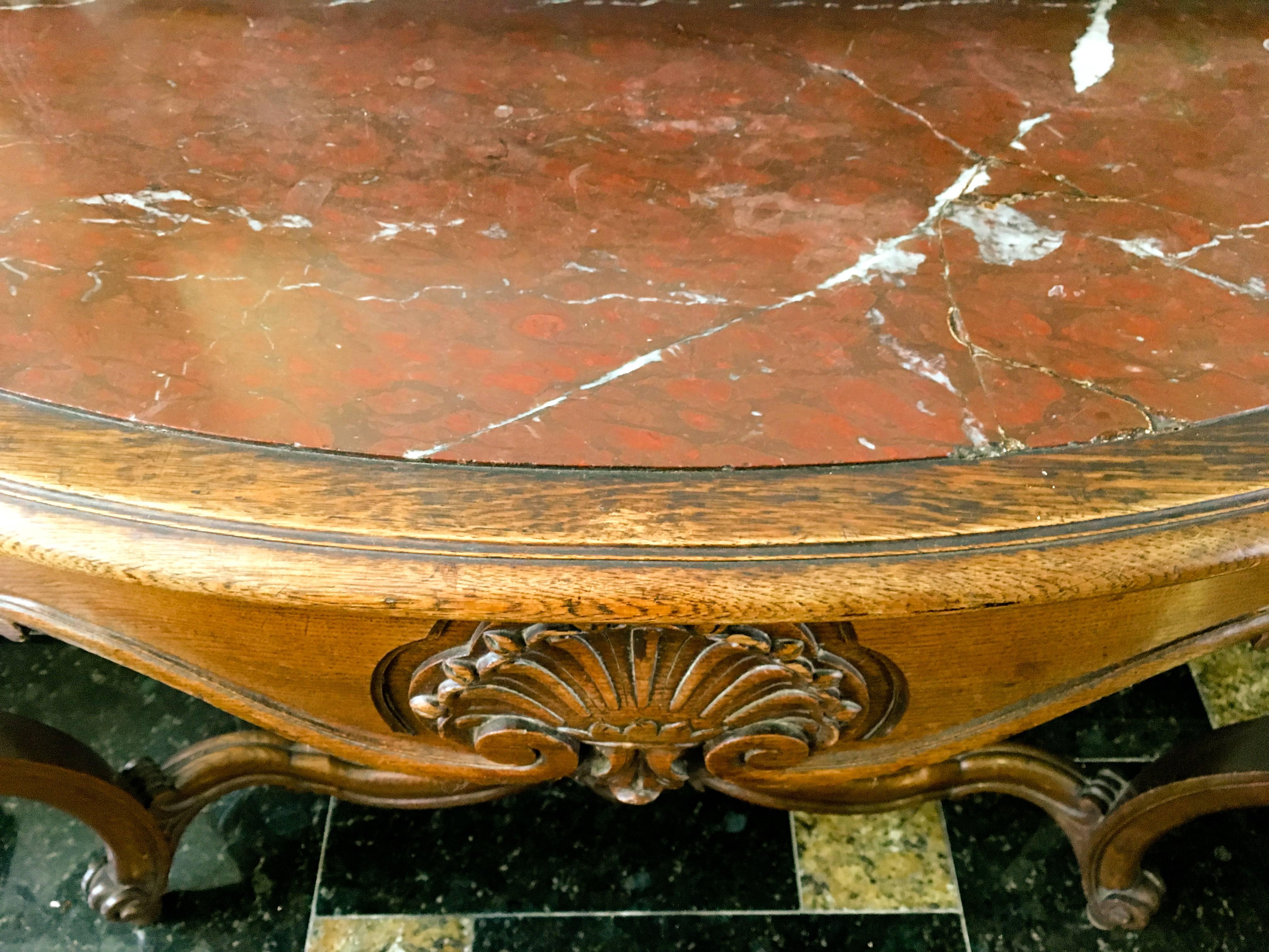 19th Century French Hand Carved Walnut Regence Style Console For Sale 2