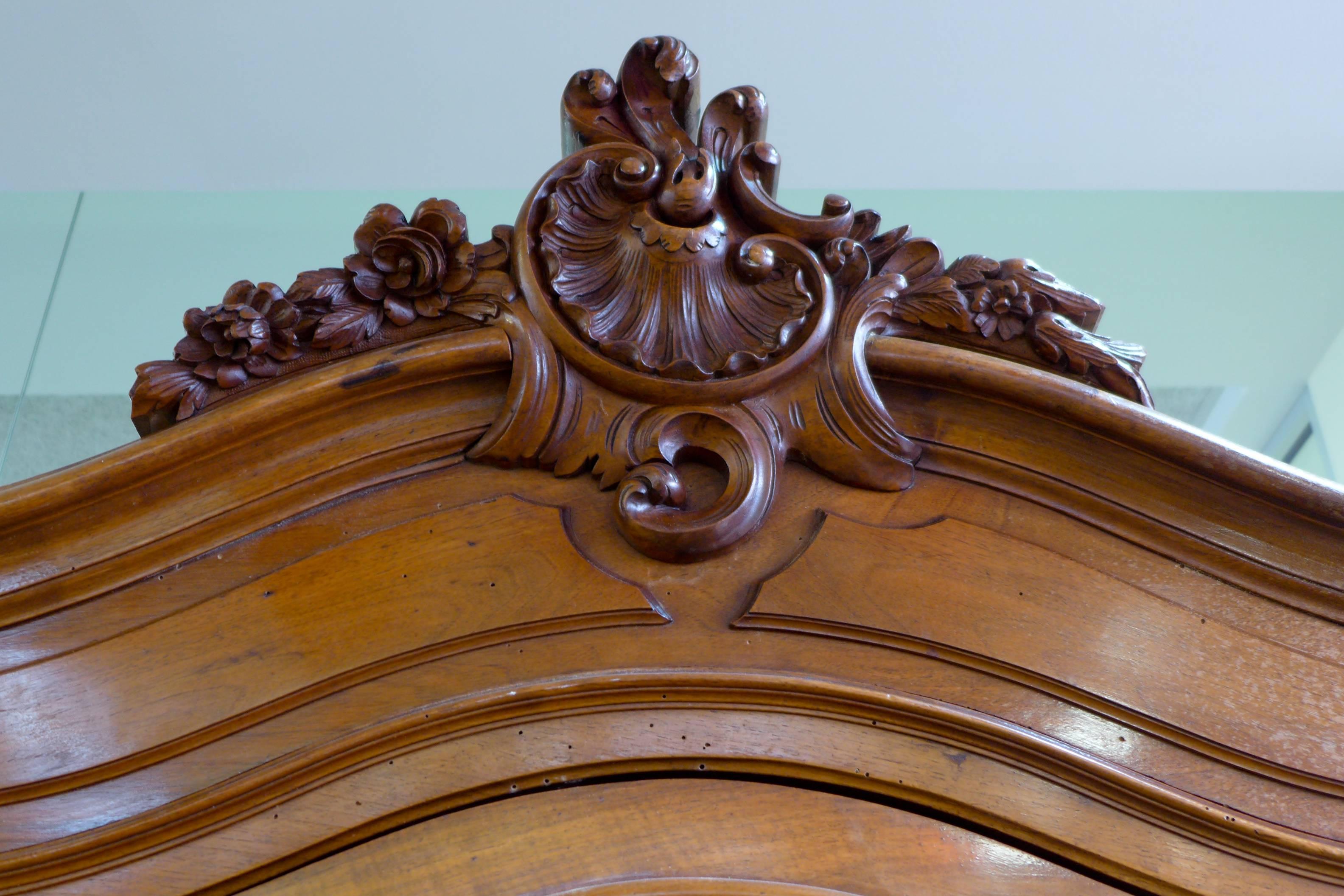 Crystal 19th Century French Walnut Cabinet/Wardrobe