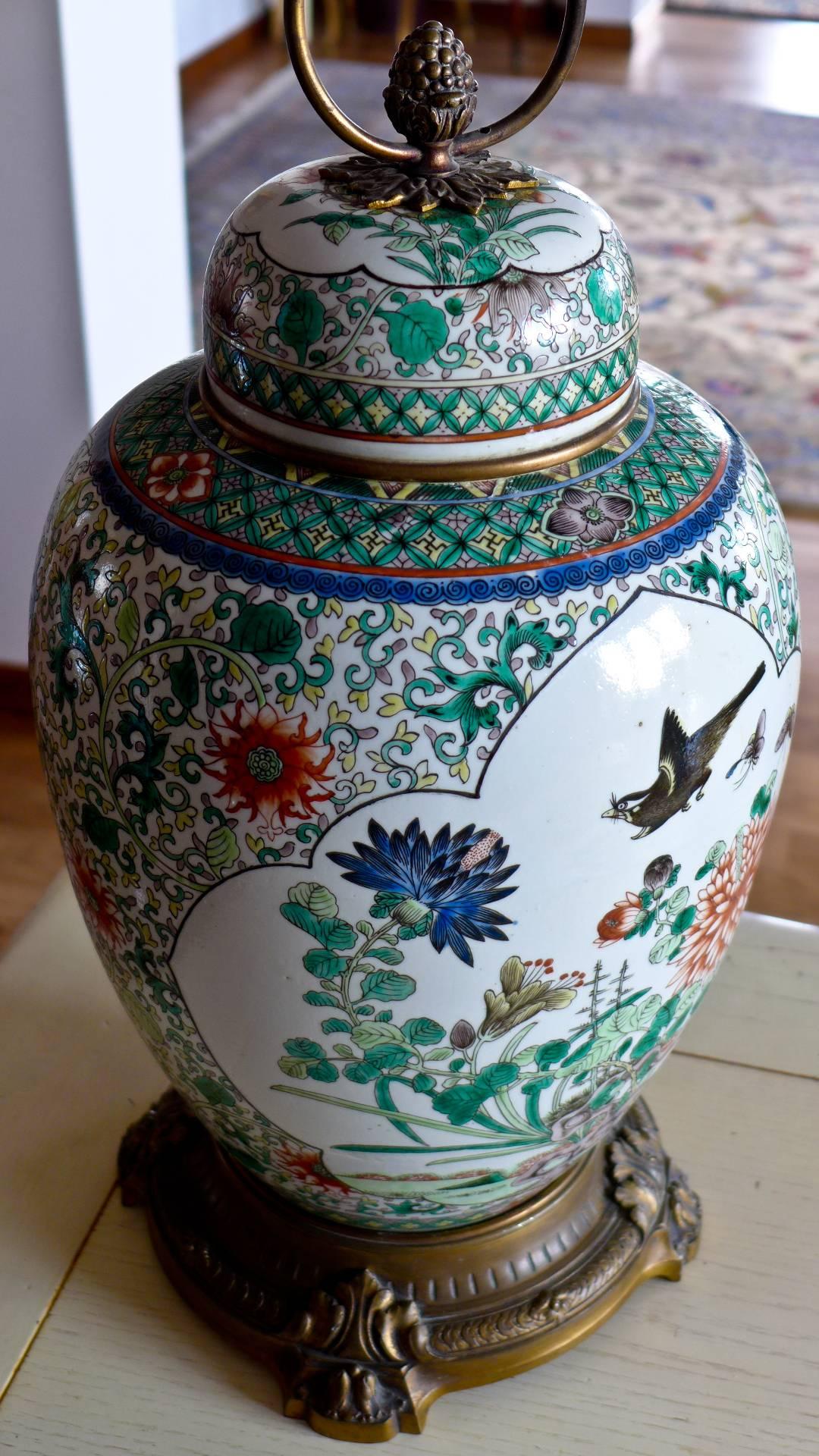 Bronze 19th Century Impressively Decorated Chinese Jar Converted to a Lamp For Sale