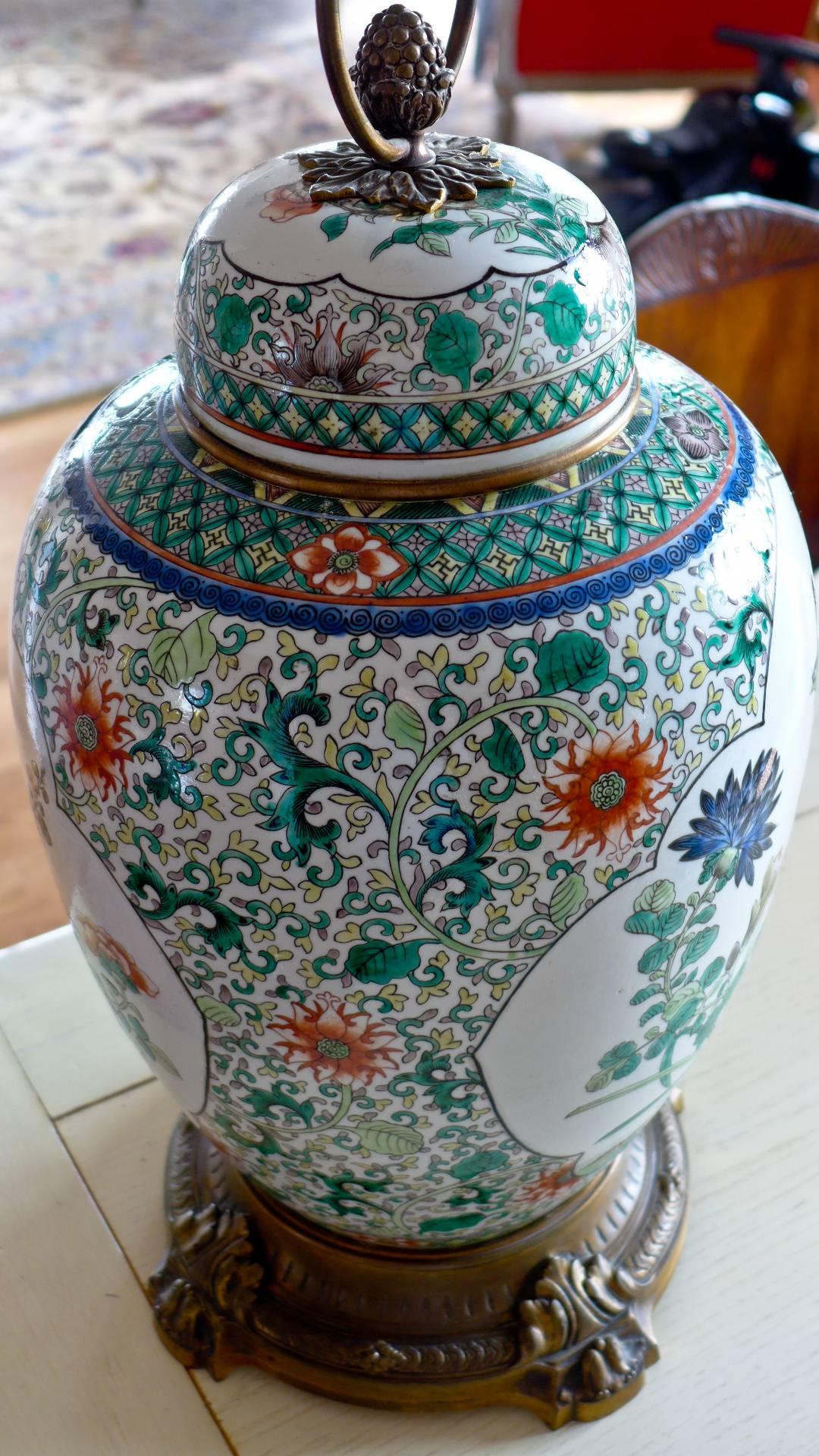 19th Century Impressively Decorated Chinese Jar Converted to a Lamp For Sale 1