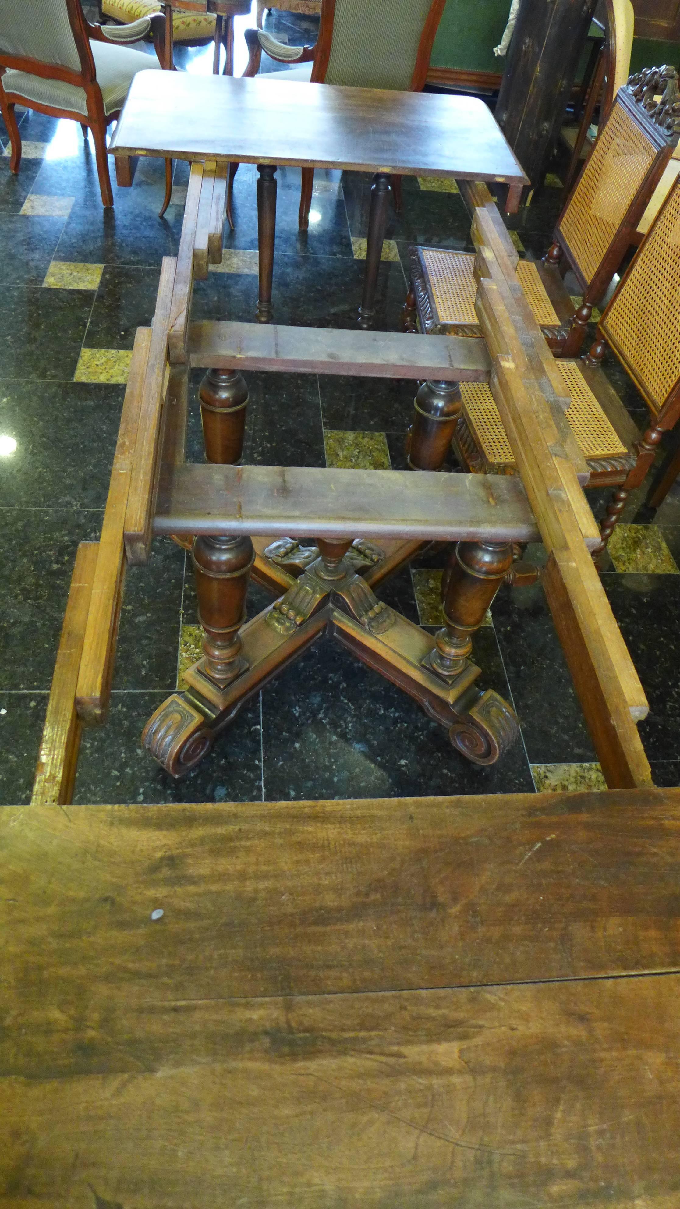 Antique French 19th Century Rectangle Extending Oak Table In Good Condition For Sale In Sofia, BG