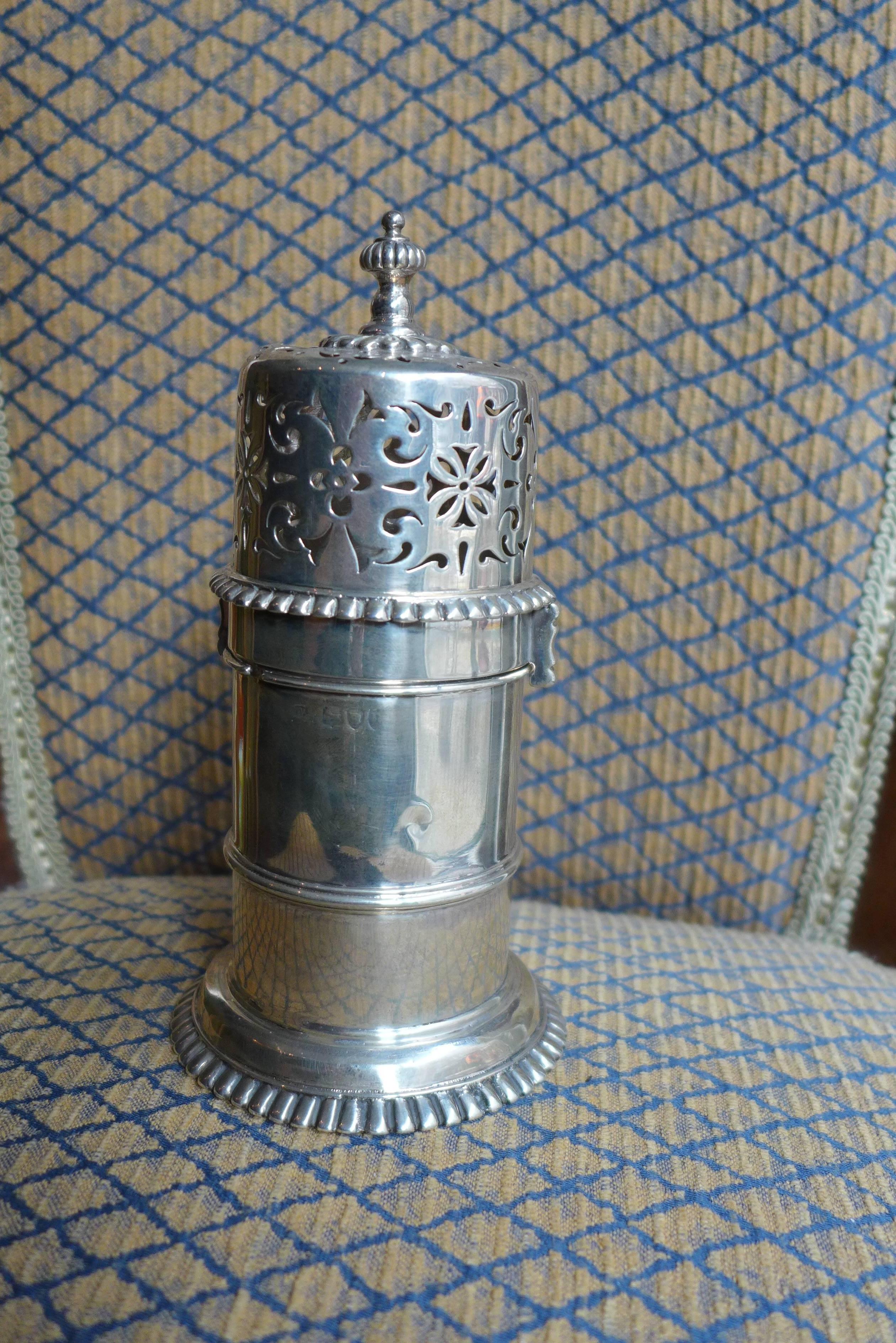 British Antique Victorian Silver Lighthouse Style Sugar Caster For Sale
