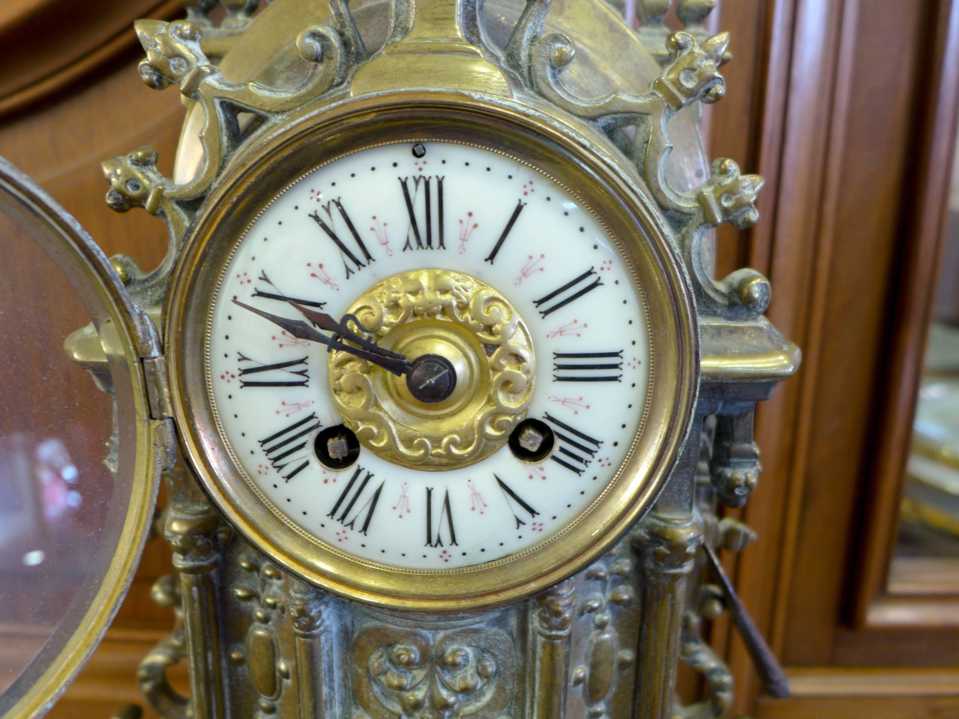 Very Beautiful Gothic Mantel Clock, 19th Century 1
