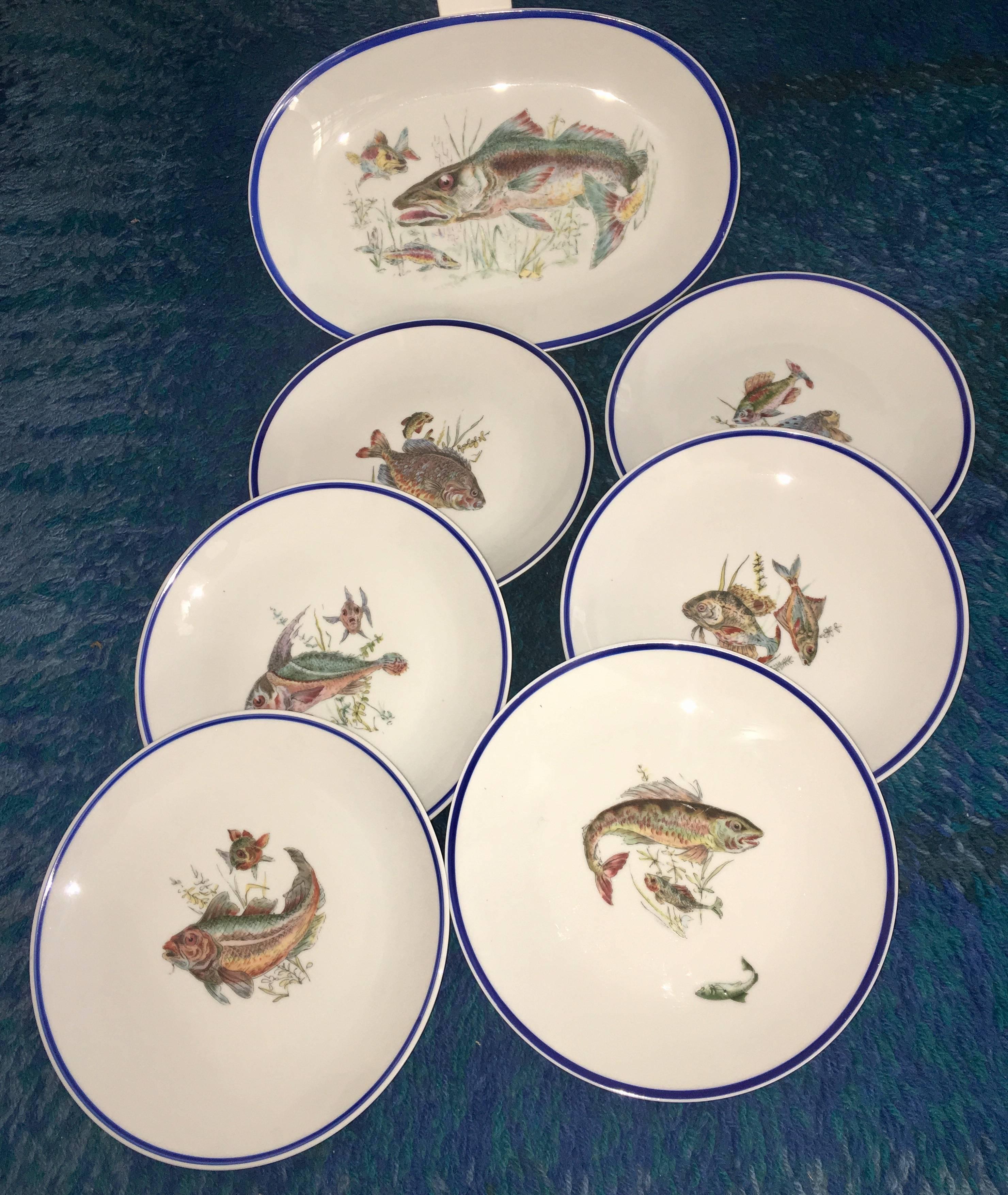 French Provincial Fine Vintage Limoges Fish Plates